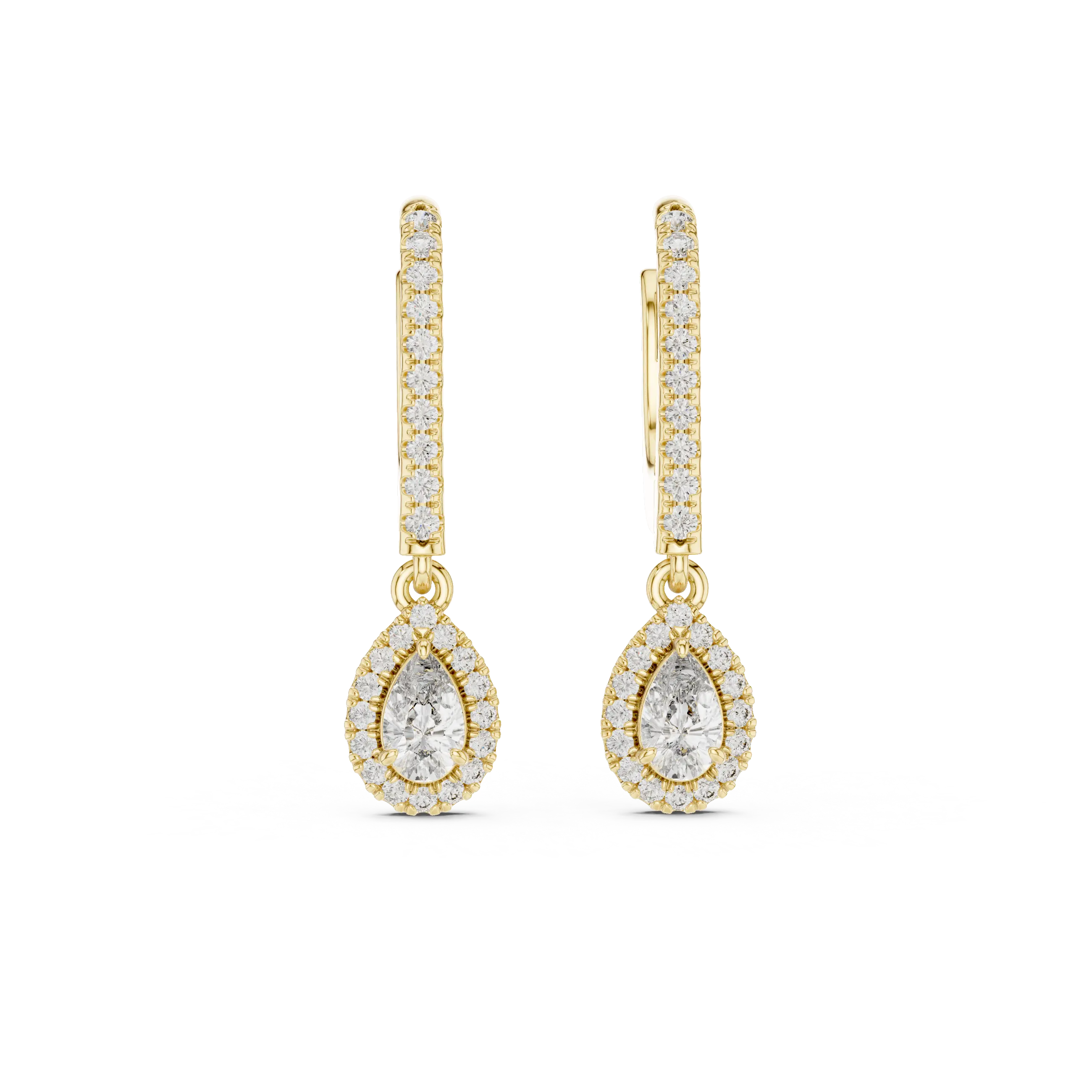 MJER40 - Pear Halo Lever Back Drop Earrings