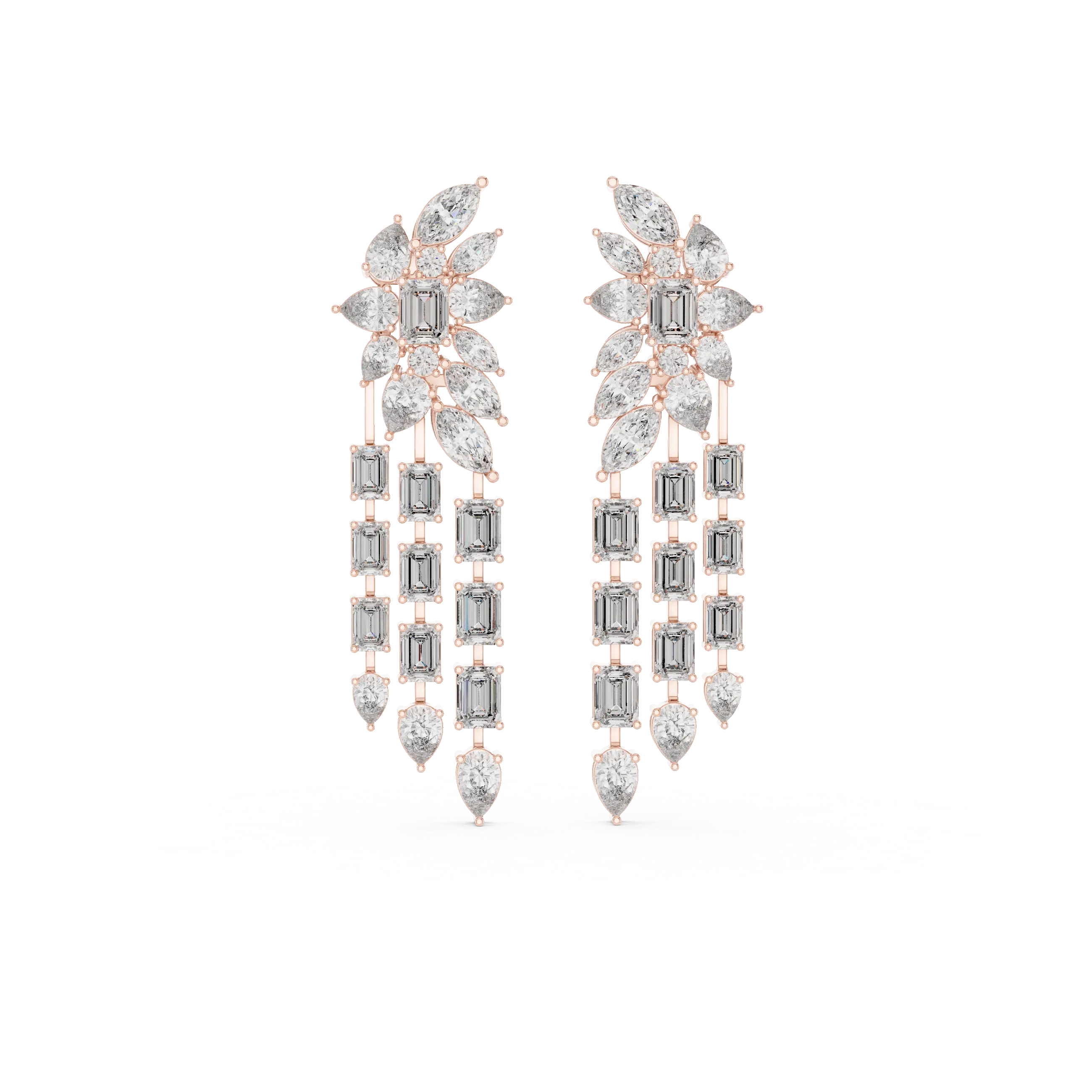 MJER60 - Botanical Fringe Chandelier Earrings