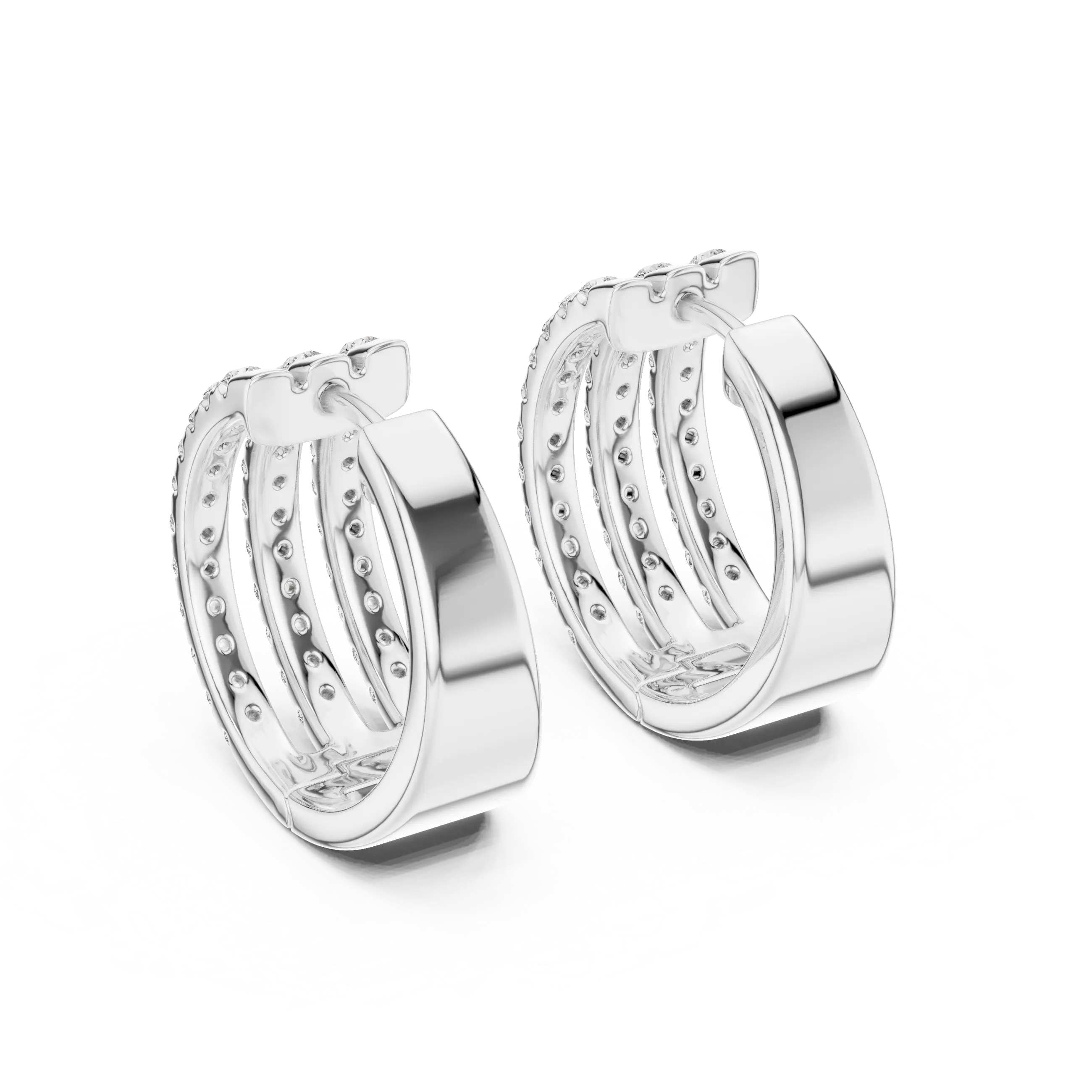 MJER61 - Shimmering Multi-Band Hoop Earrings