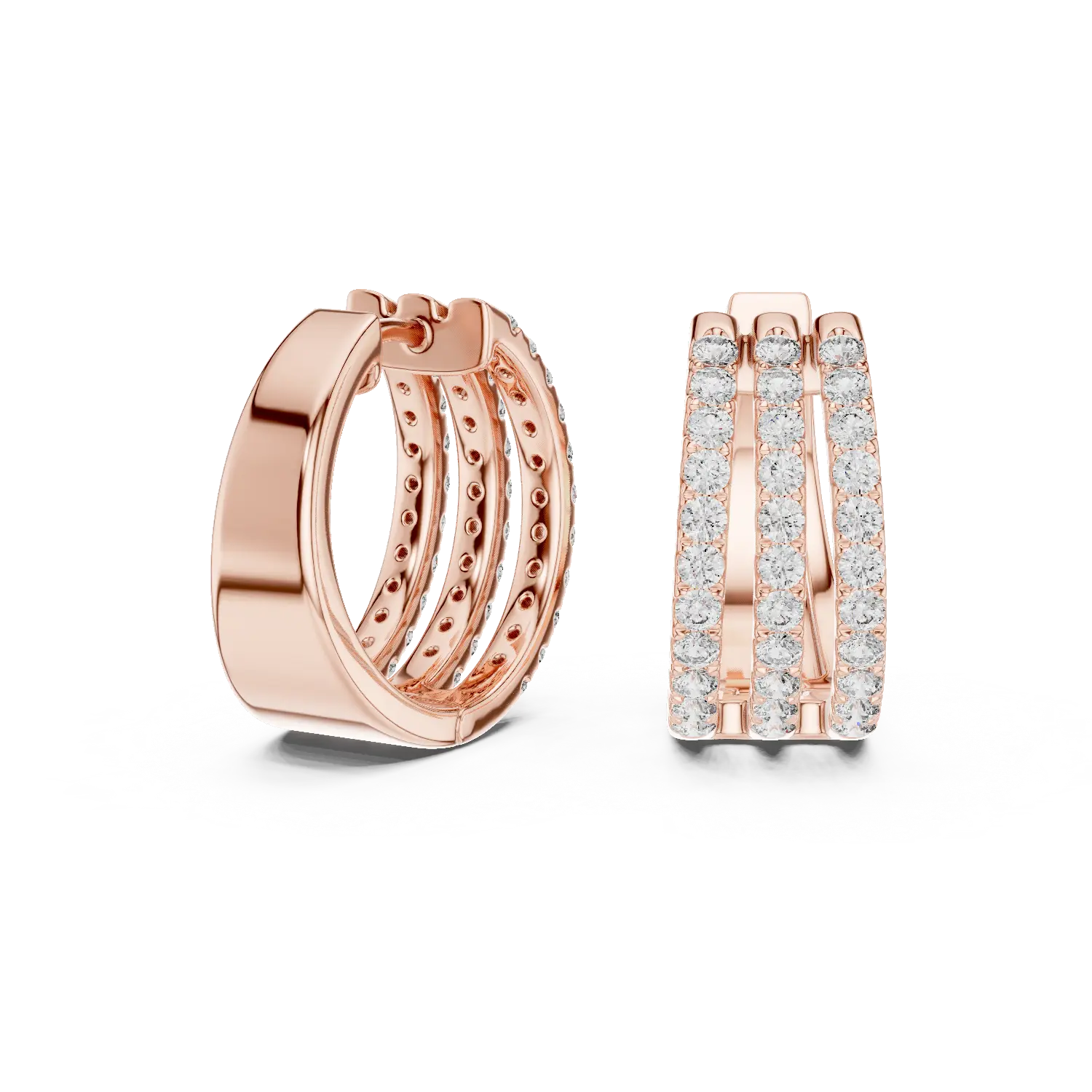 MJER61 - Shimmering Multi-Band Hoop Earrings