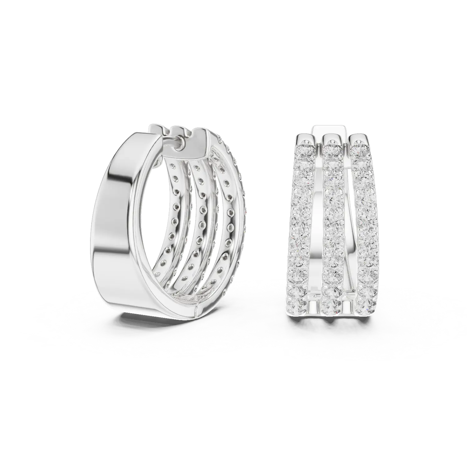MJER61 - Shimmering Multi-Band Hoop Earrings