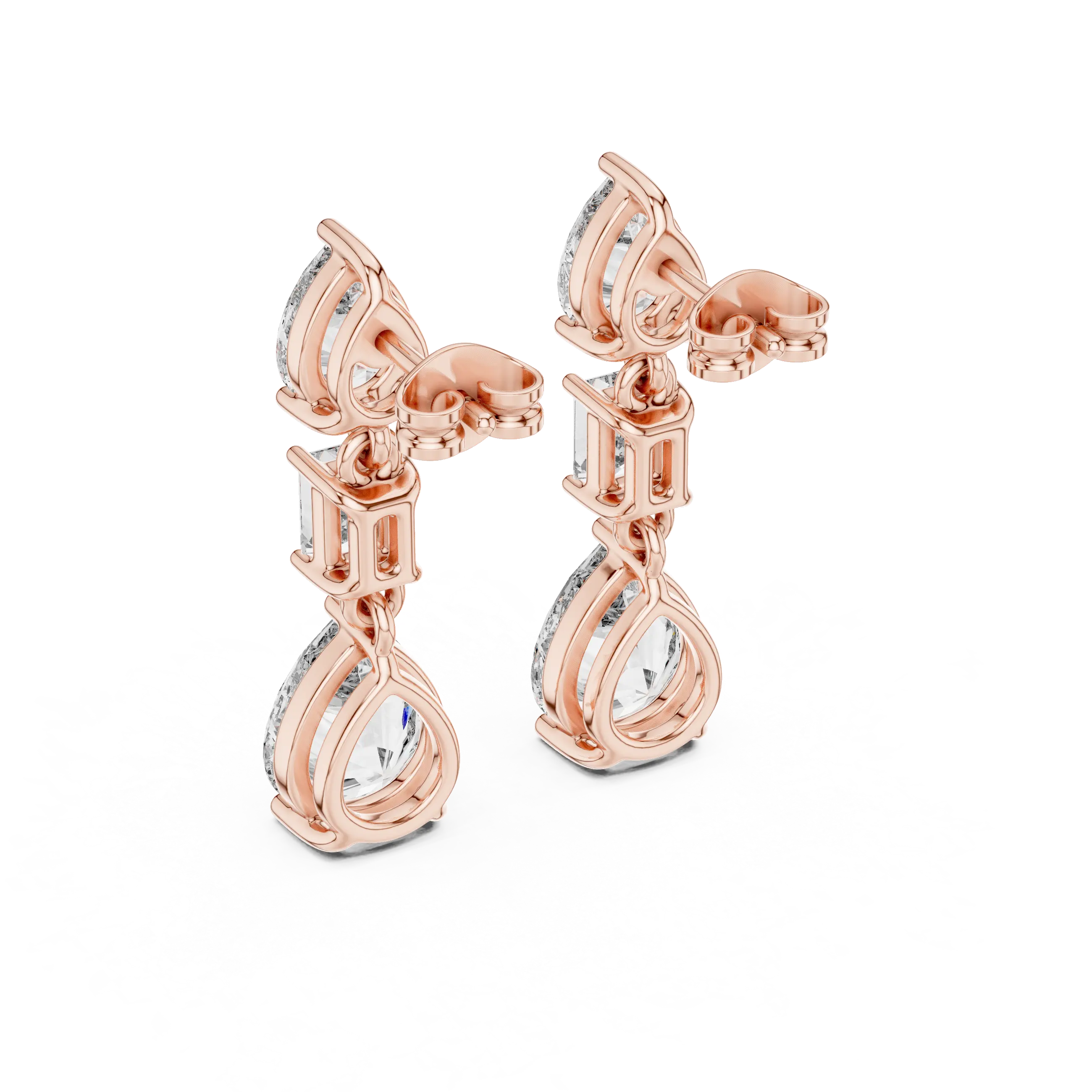 MJER62 - Graceful Trio Solitaire Dangle Earrings