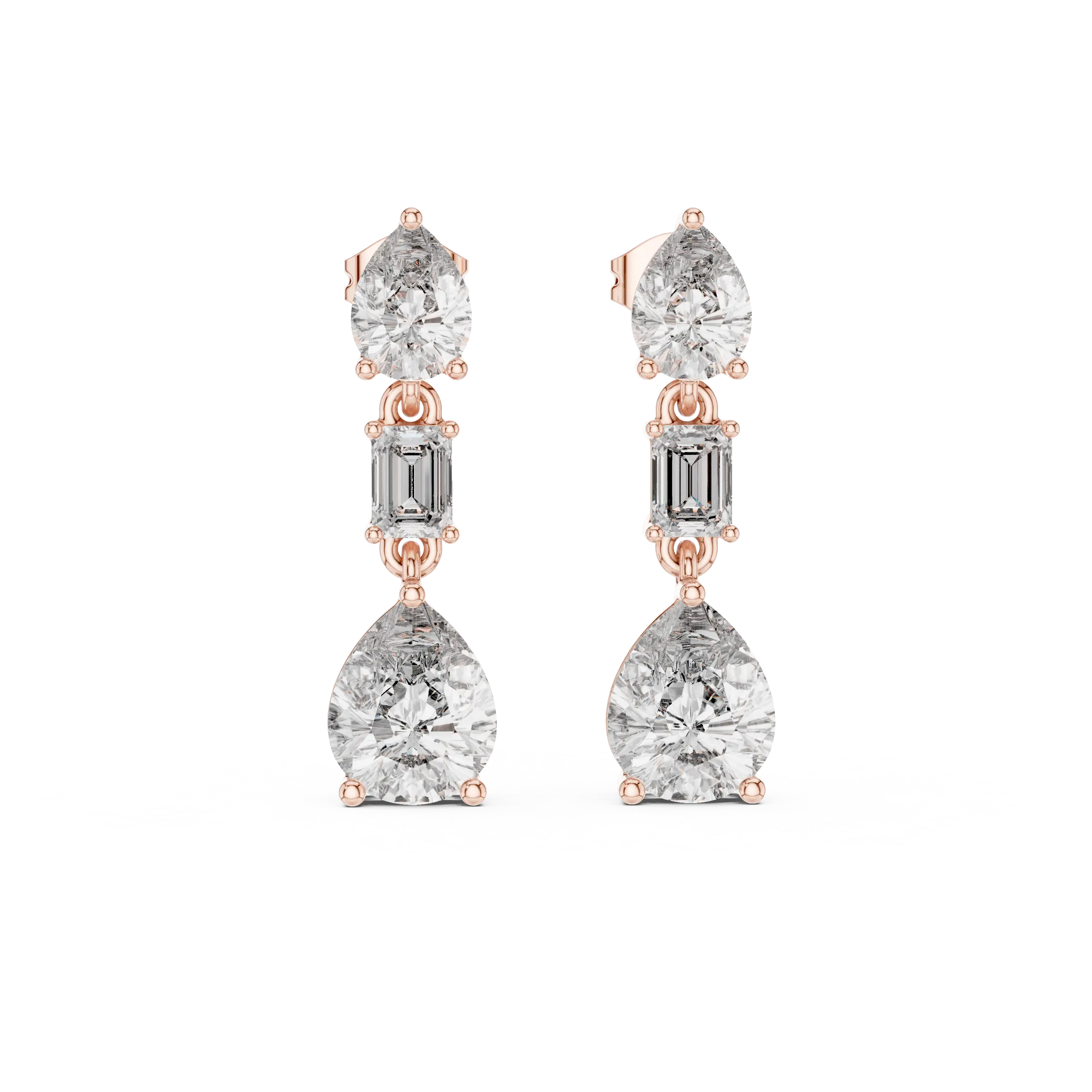 MJER62 - Graceful Trio Solitaire Dangle Earrings