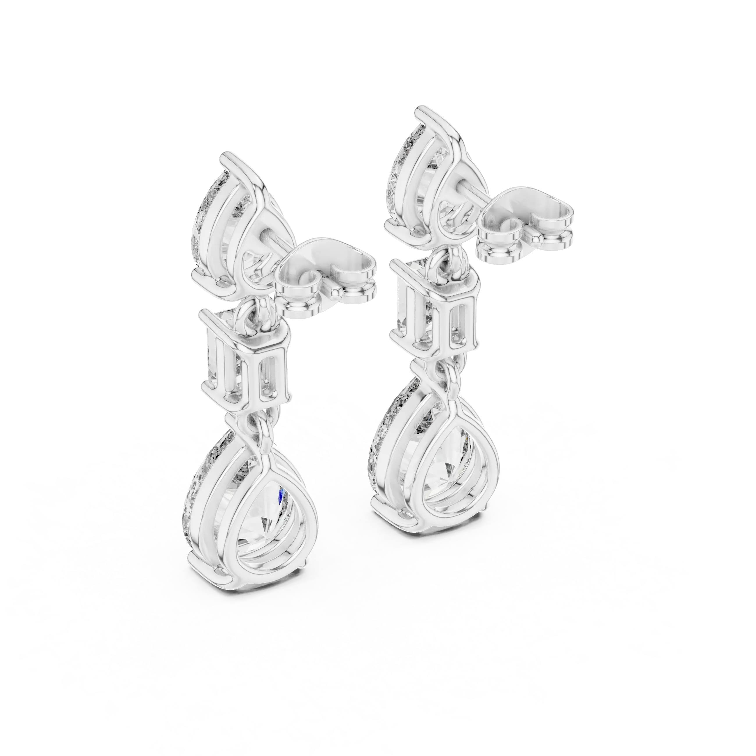 MJER62 - Graceful Trio Solitaire Dangle Earrings