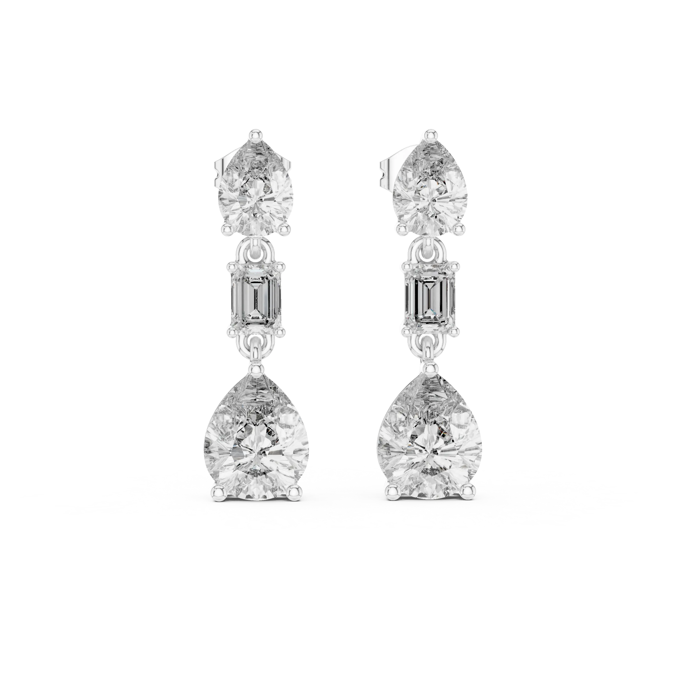 MJER62 - Graceful Trio Solitaire Dangle Earrings
