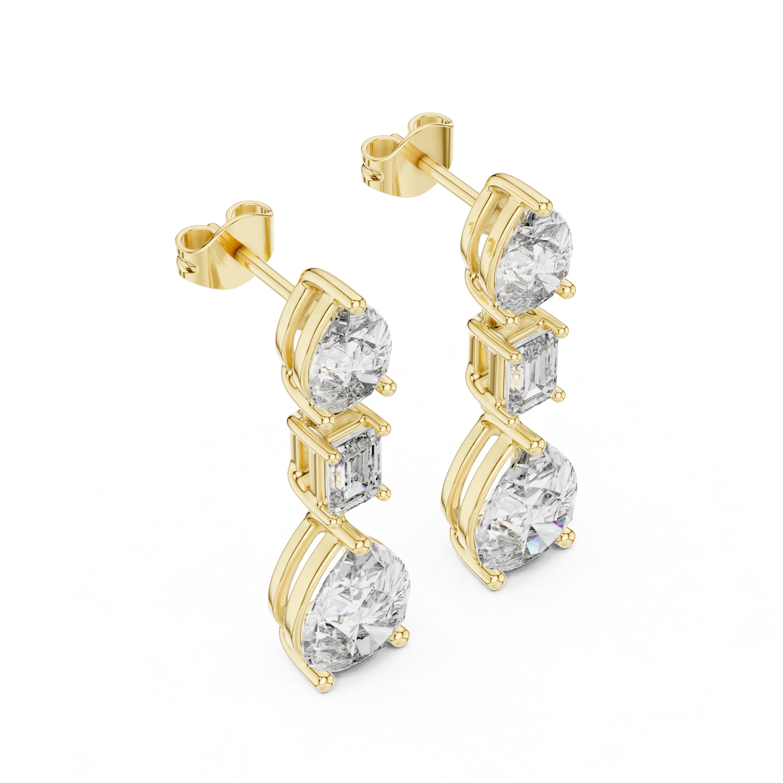 MJER62 - Graceful Trio Solitaire Dangle Earrings