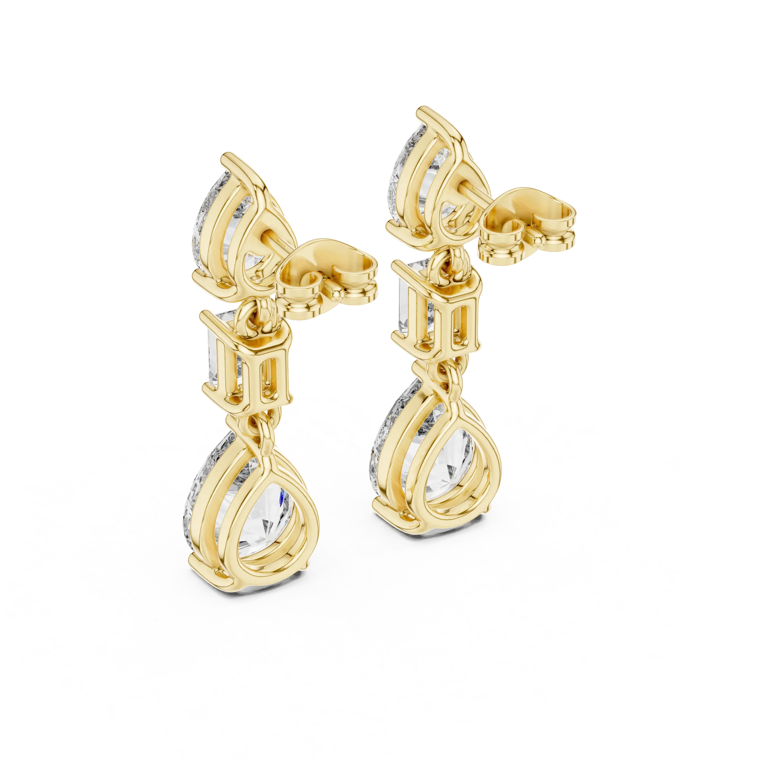 MJER62 - Graceful Trio Solitaire Dangle Earrings