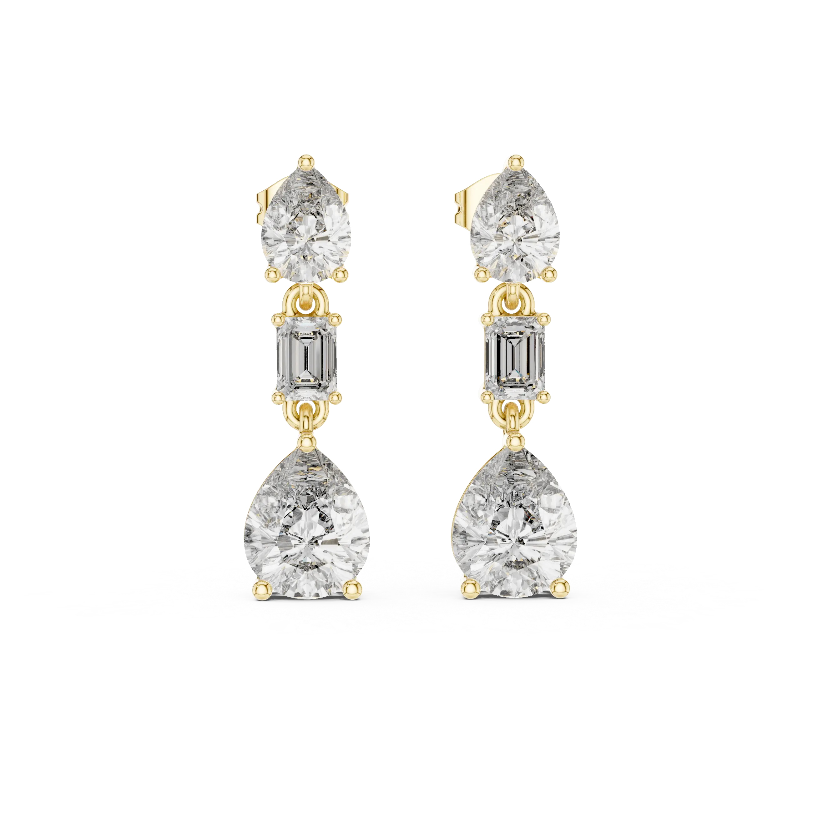 MJER62 - Graceful Trio Solitaire Dangle Earrings