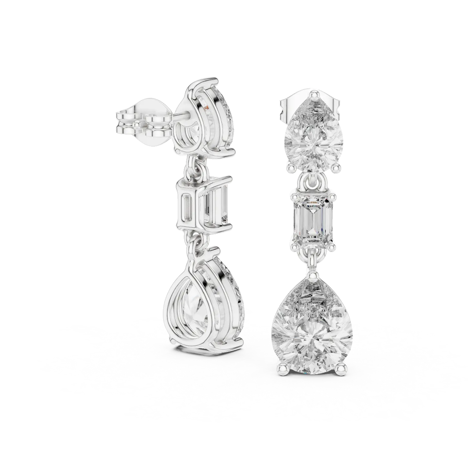 MJER62 - Graceful Trio Solitaire Dangle Earrings