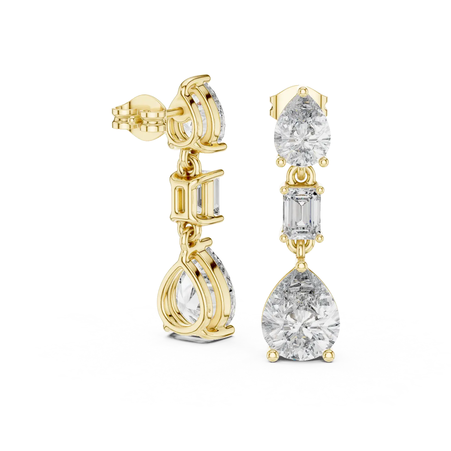 MJER62 - Graceful Trio Solitaire Dangle Earrings