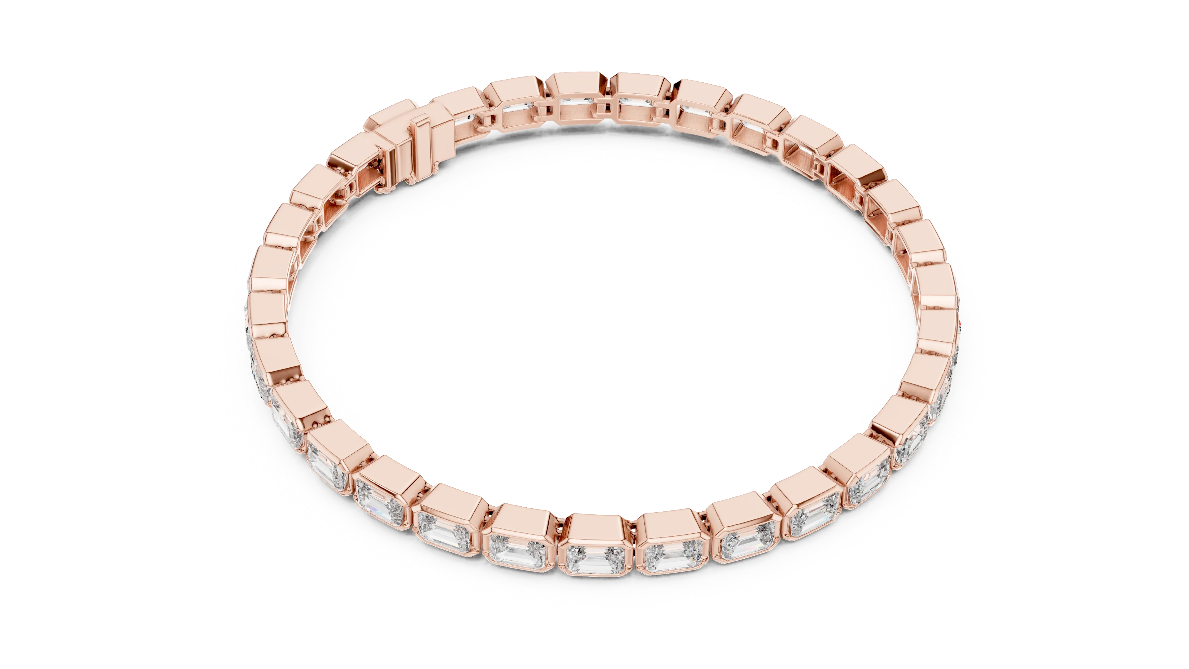 MJBR14 - Octagonal Bezel Emerald Cut Line Strand