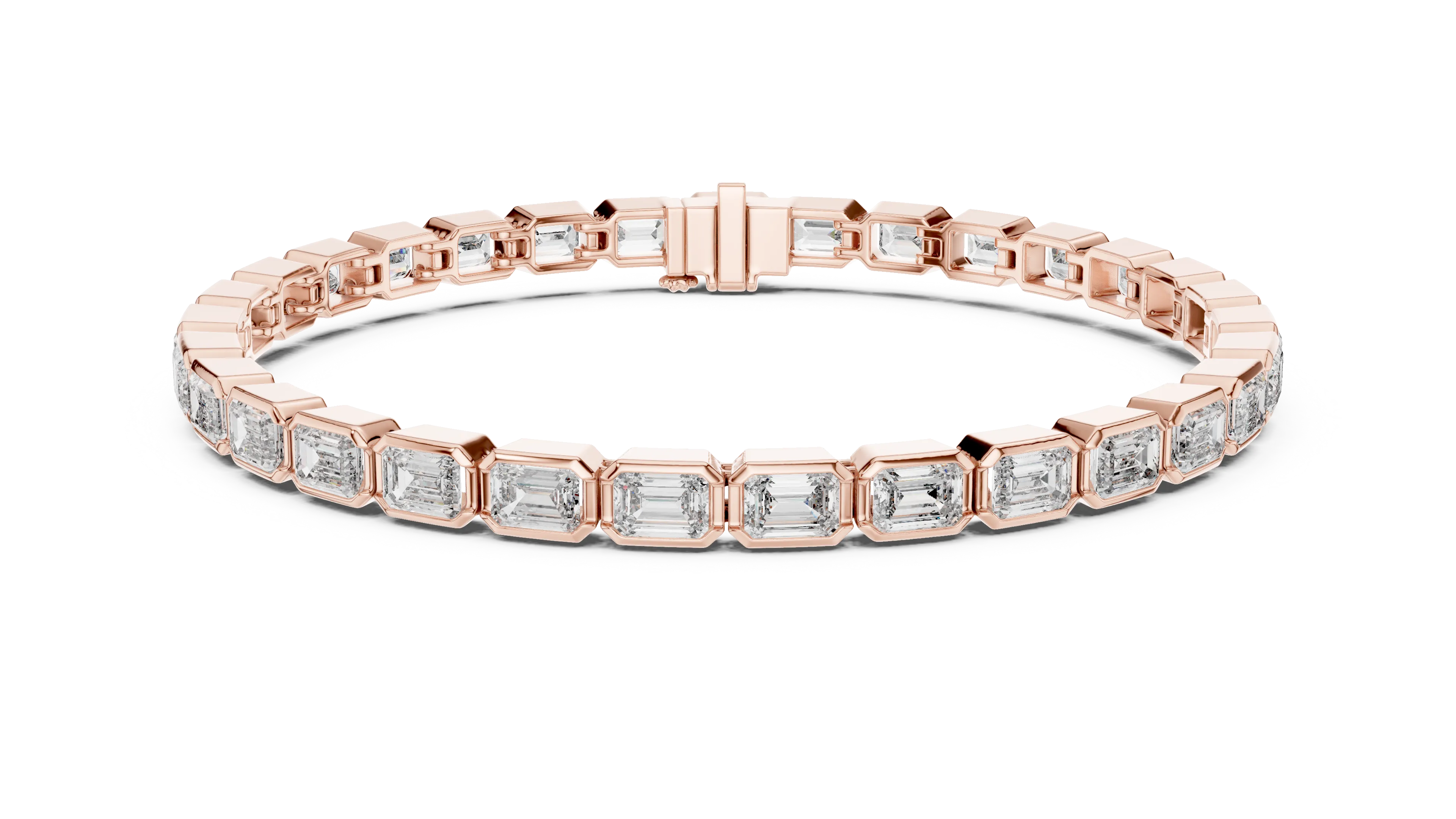 MJBR14 - Octagonal Bezel Emerald Cut Line Strand