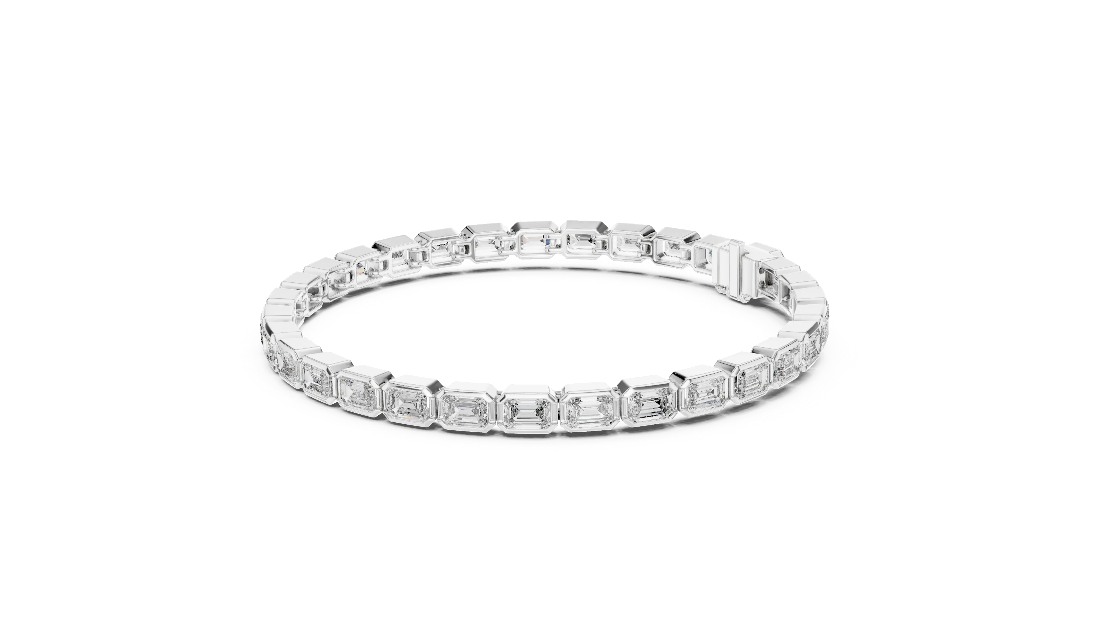 MJBR14 - Octagonal Bezel Emerald Cut Line Strand