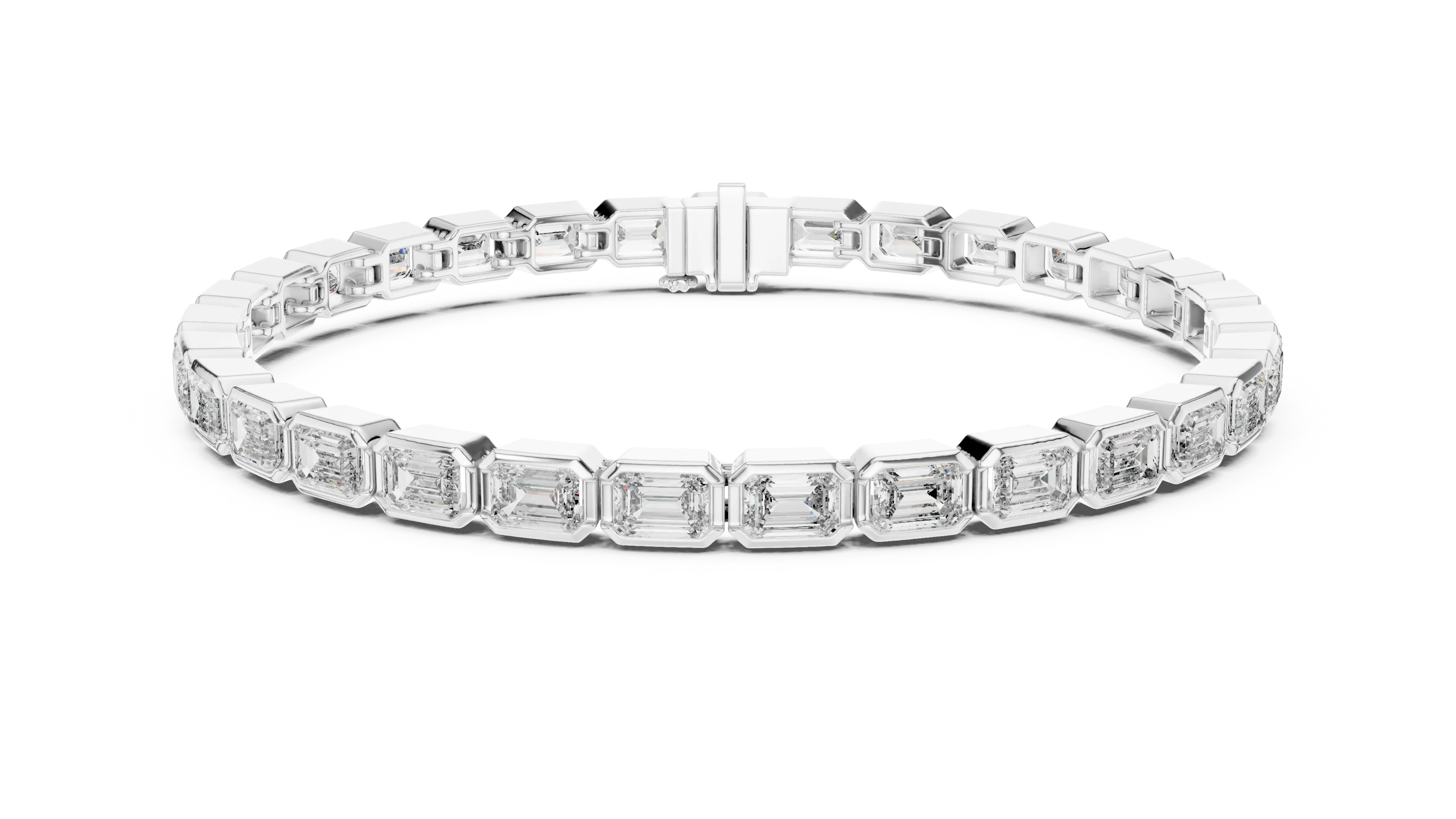 MJBR14 - Octagonal Bezel Emerald Cut Line Strand
