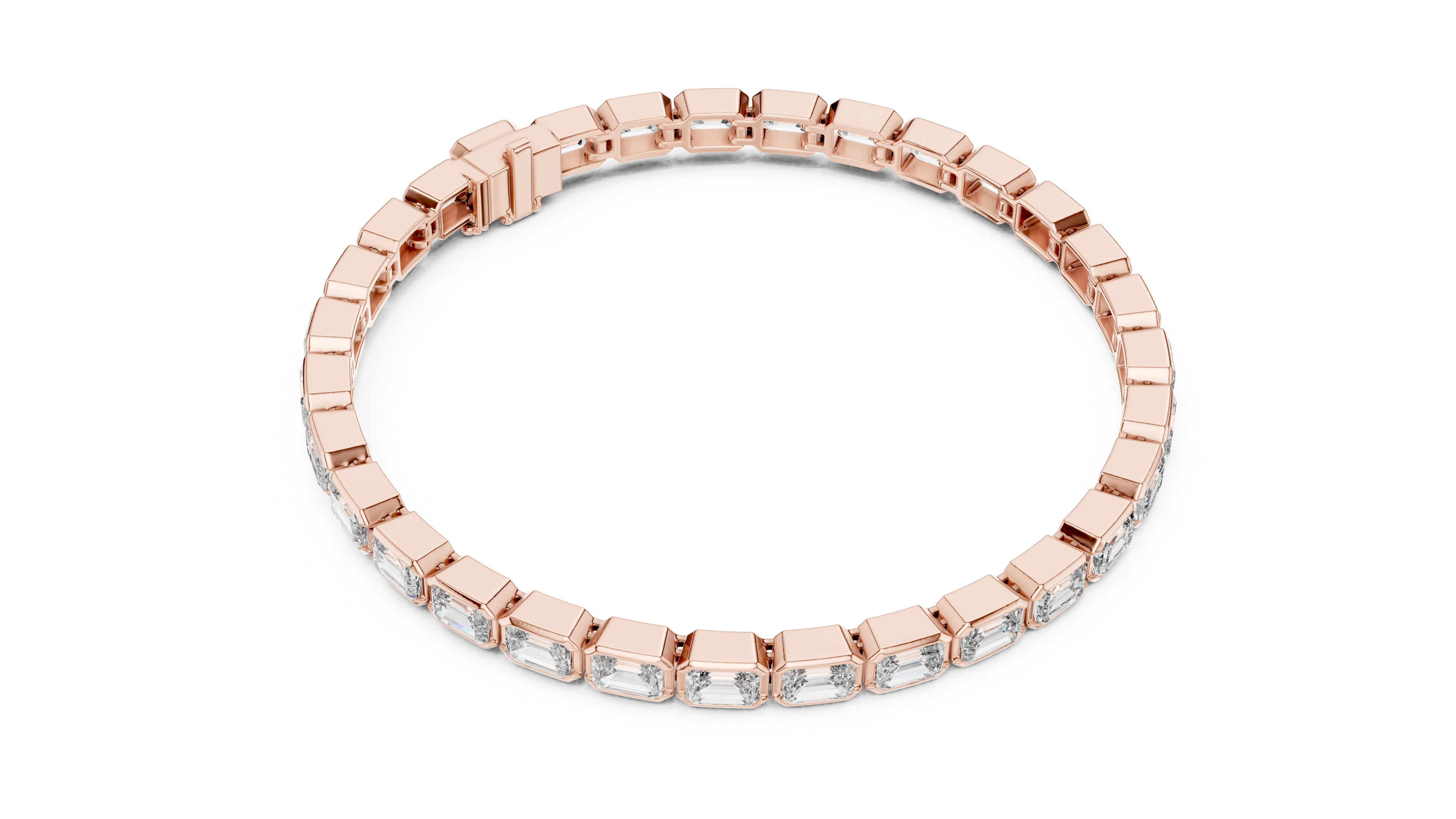MJBR04 - Emerald Cut Bezel Set Eternity Loop