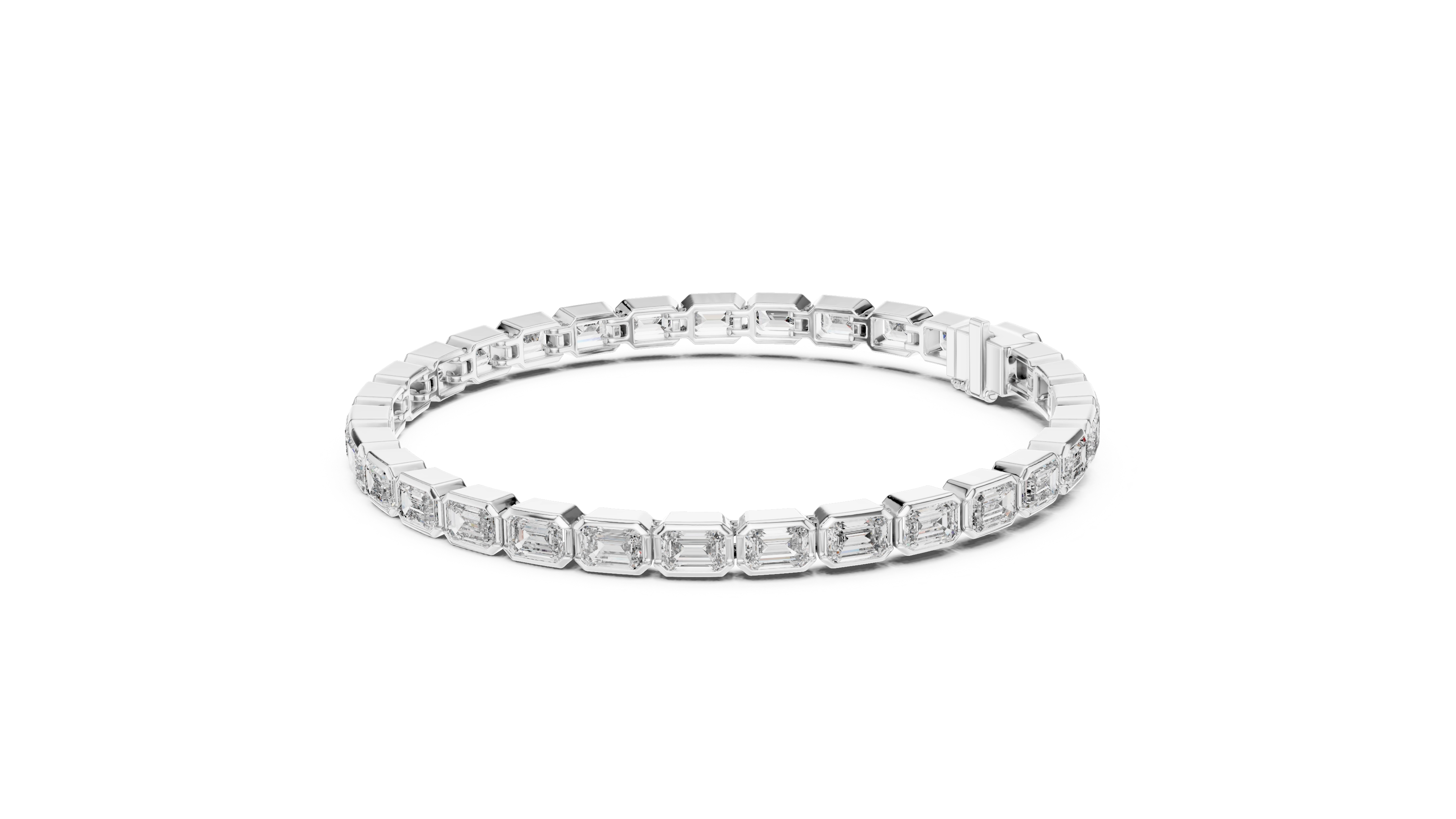 MJBR04 - Emerald Cut Bezel Set Eternity Loop