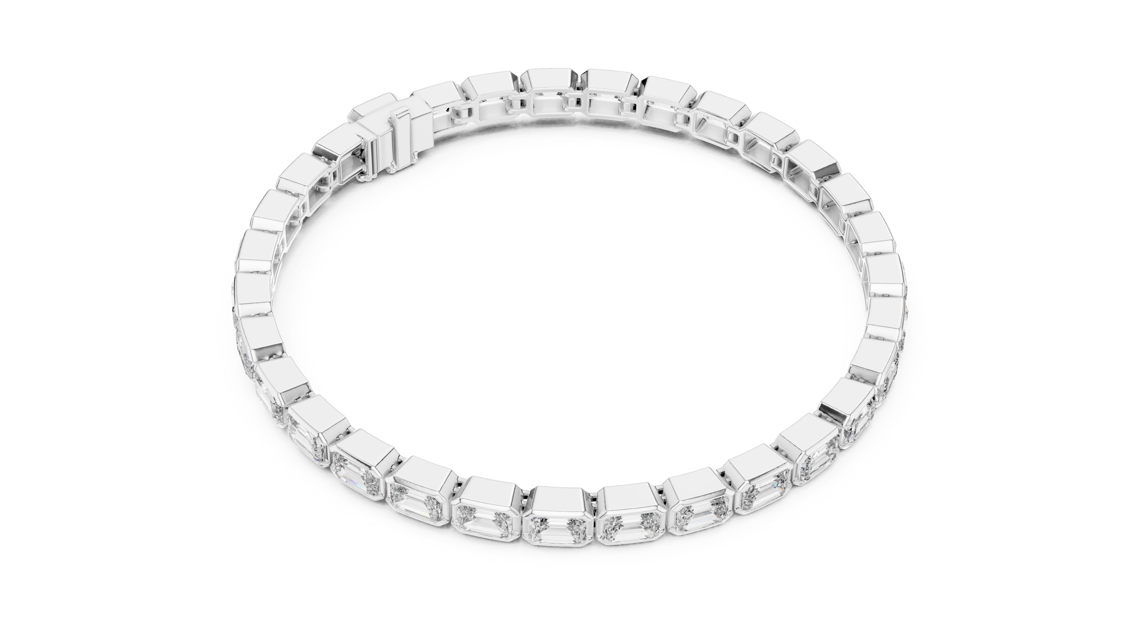 MJBR04 - Emerald Cut Bezel Set Eternity Loop