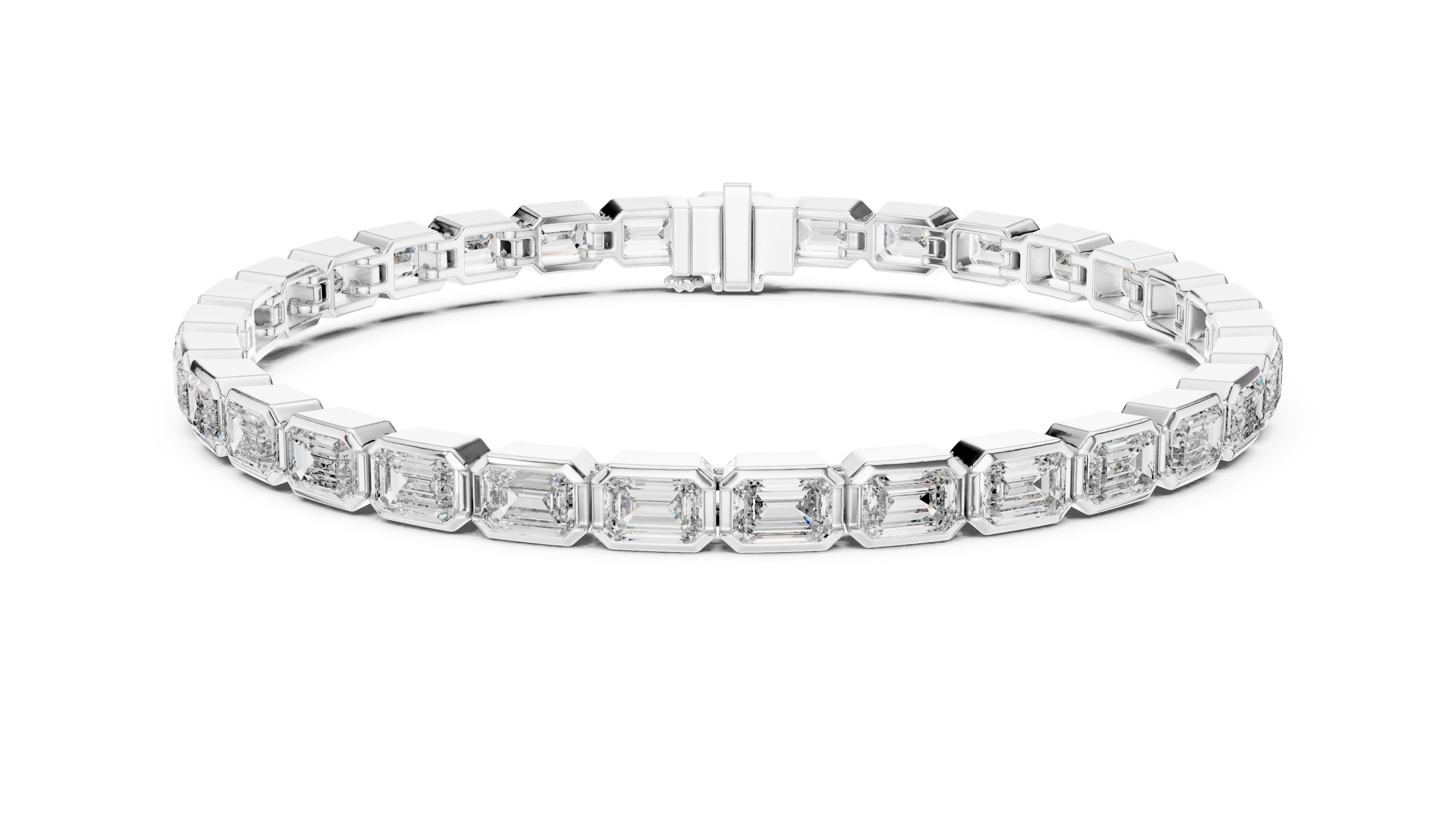 MJBR04 - Emerald Cut Bezel Set Eternity Loop