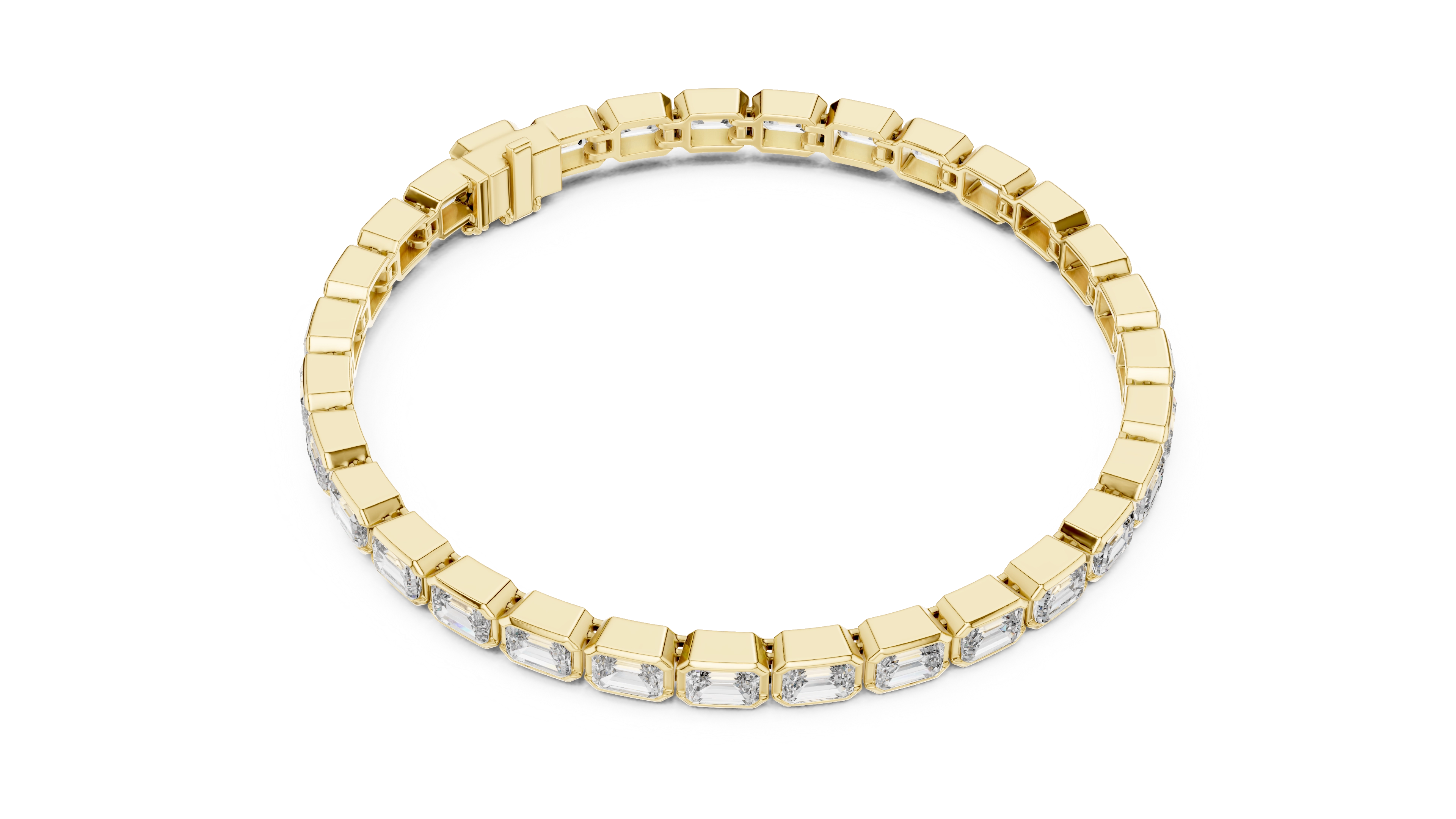 MJBR04 - Emerald Cut Bezel Set Eternity Loop