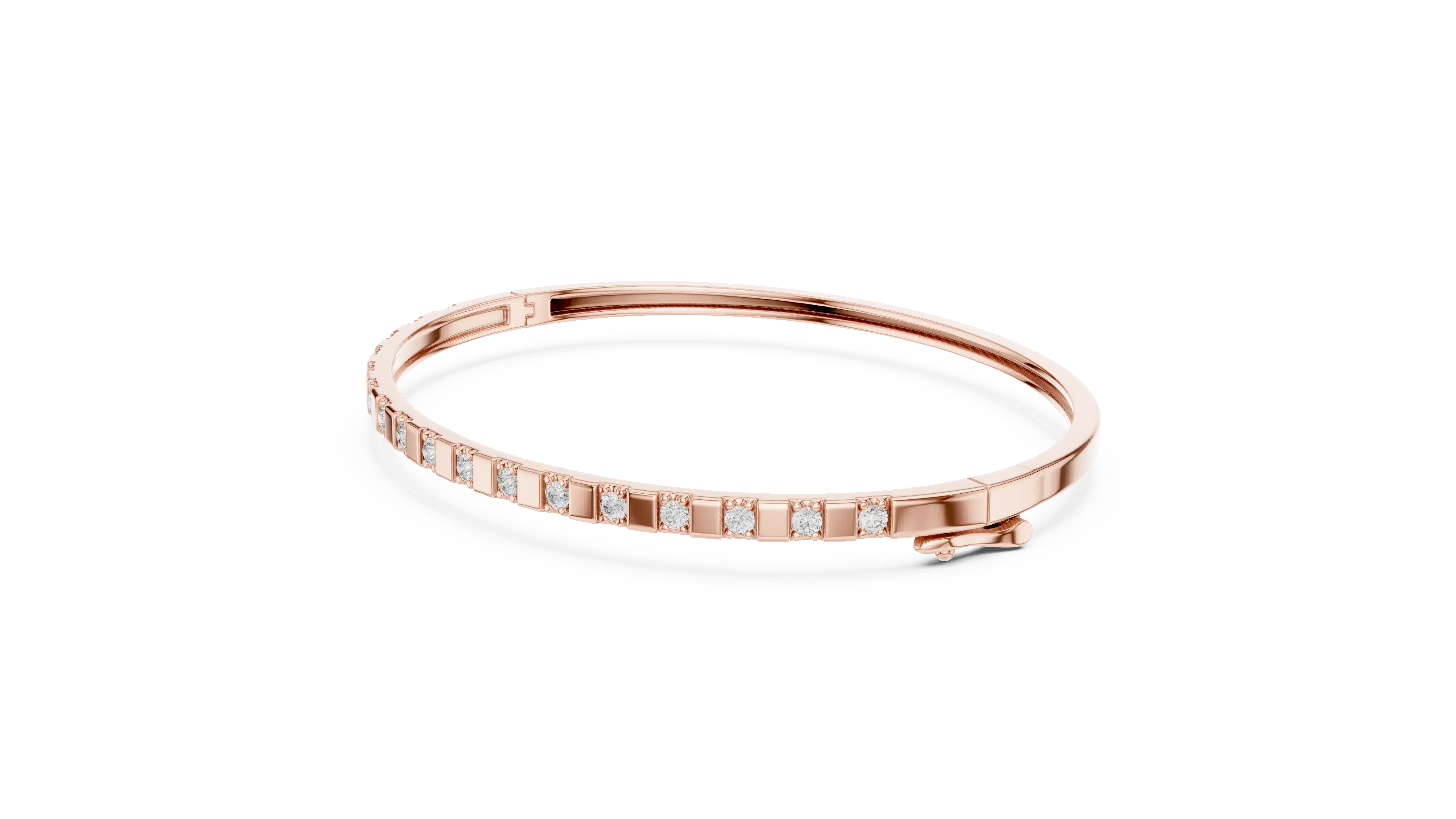 MJBR25 - Bar Spaced Round Gemstone Hinged Bangle