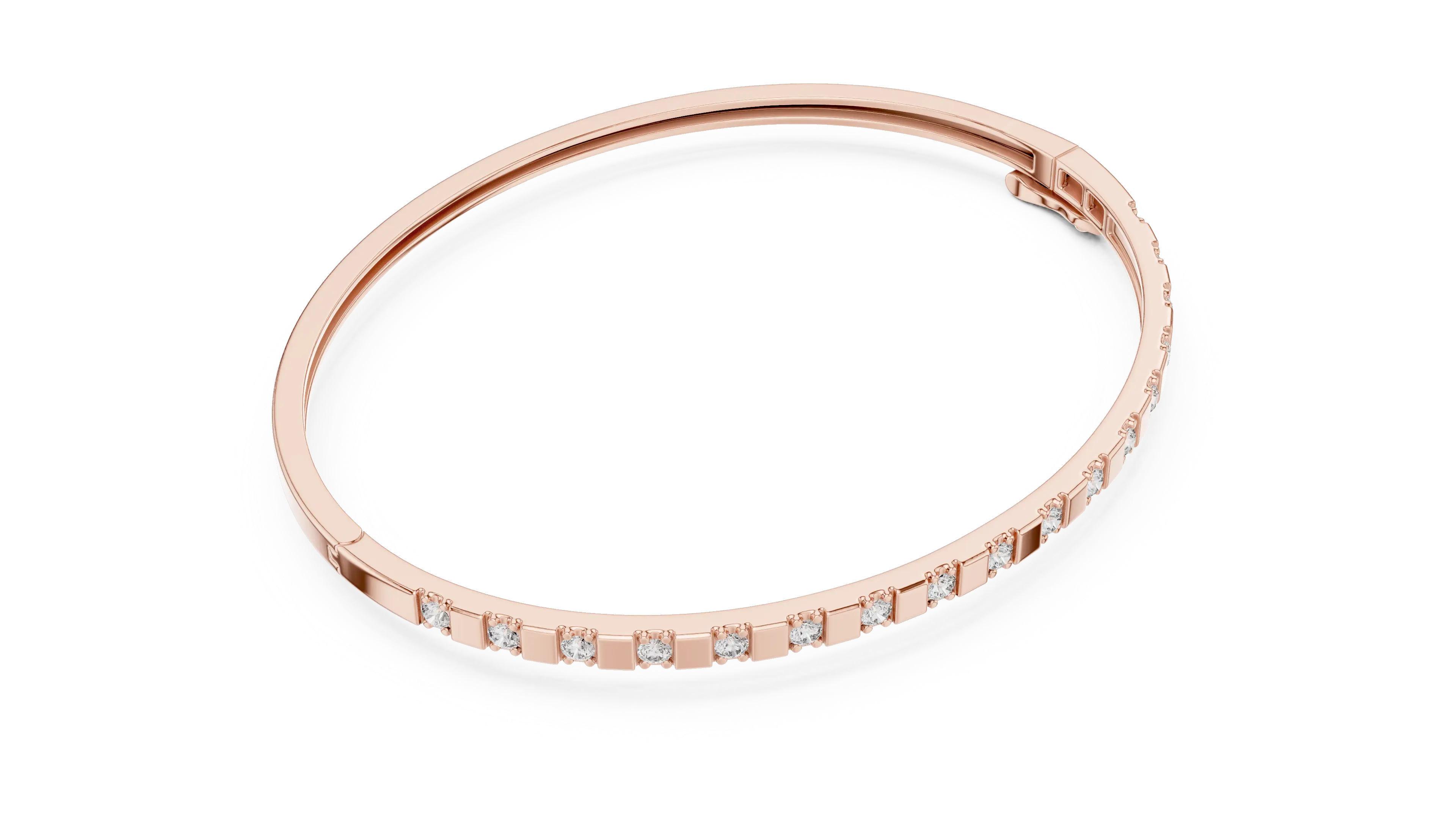 MJBR25 - Bar Spaced Round Gemstone Hinged Bangle
