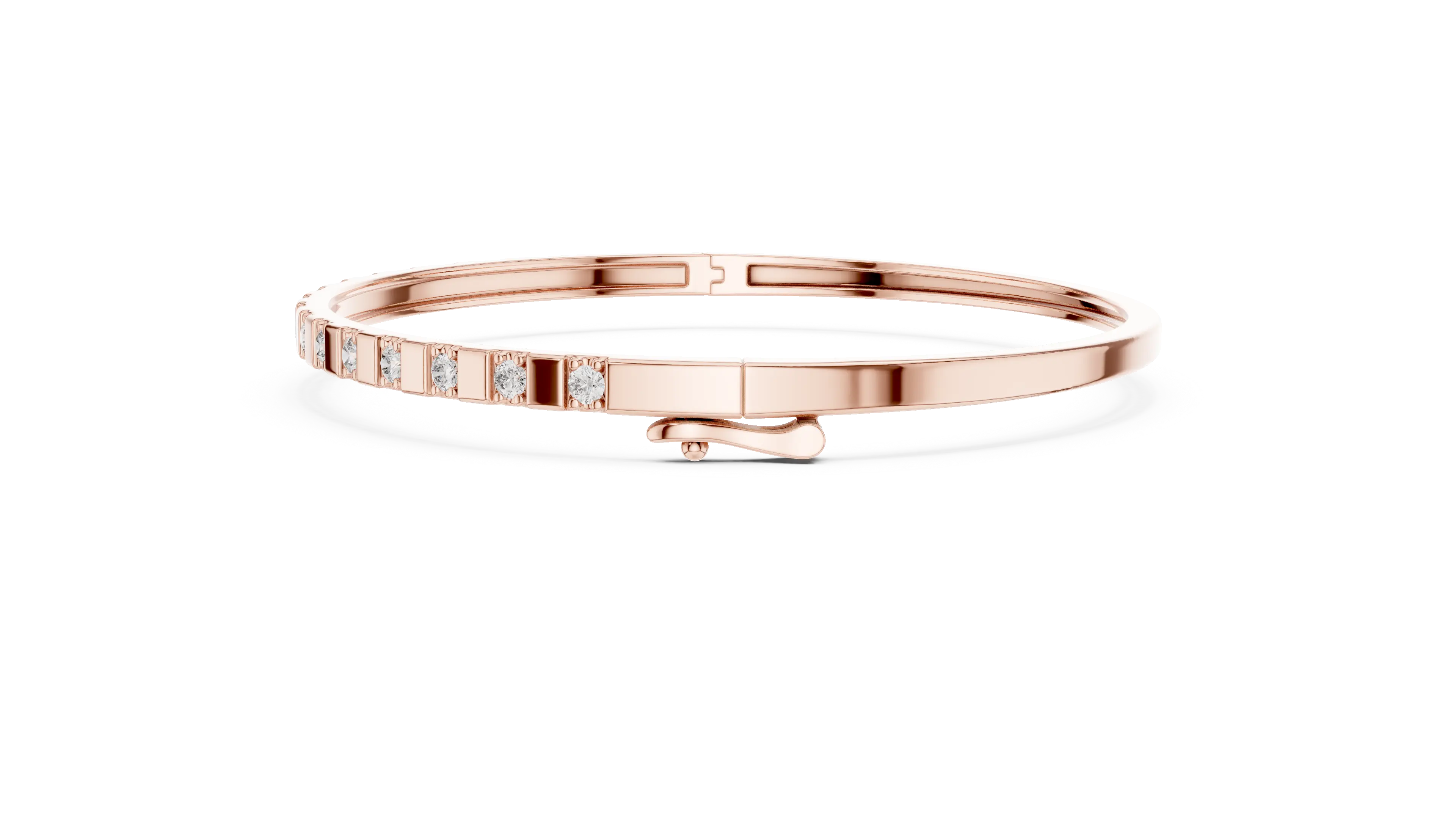 MJBR25 - Bar Spaced Round Gemstone Hinged Bangle