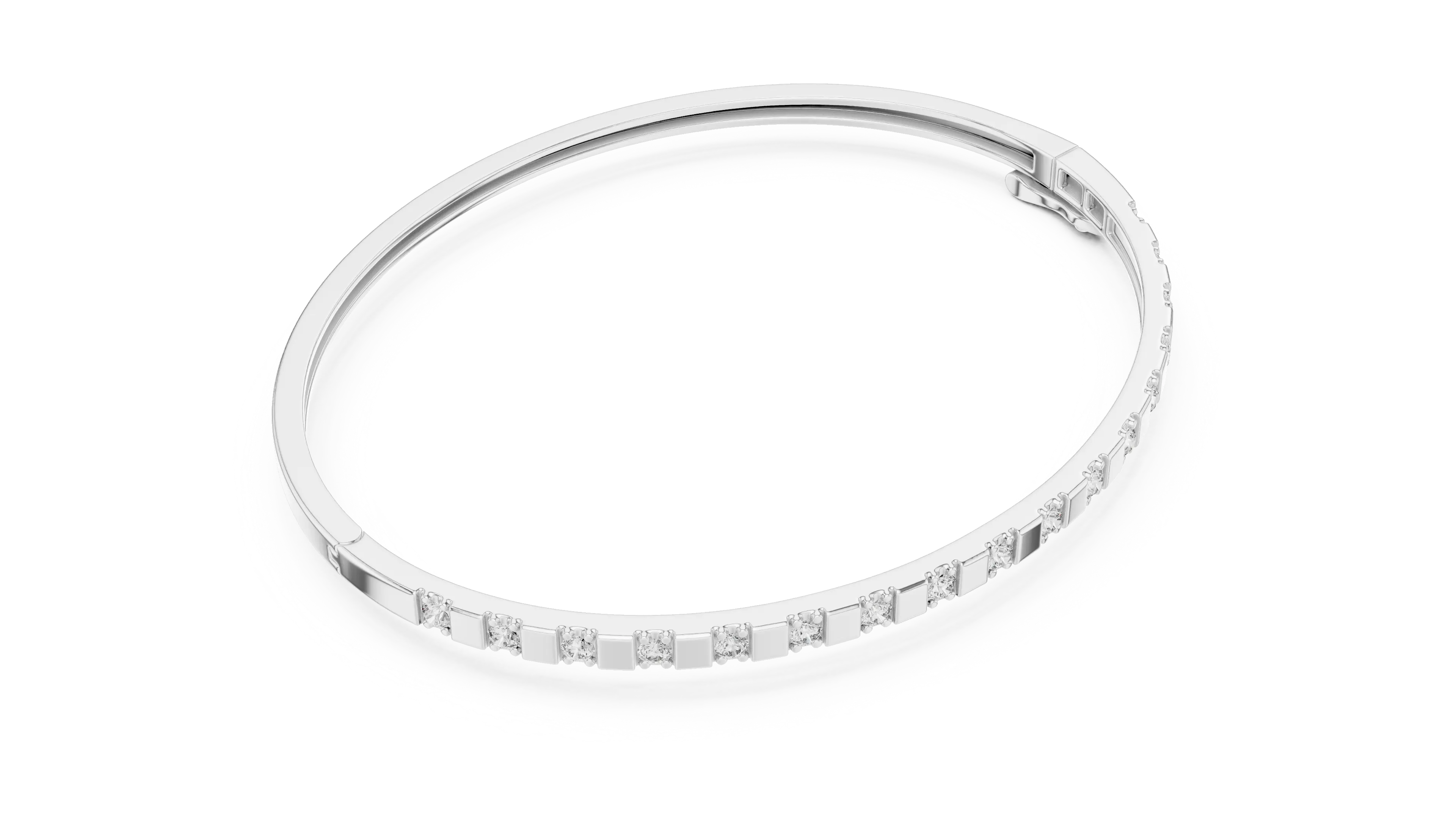 MJBR25 - Bar Spaced Round Gemstone Hinged Bangle