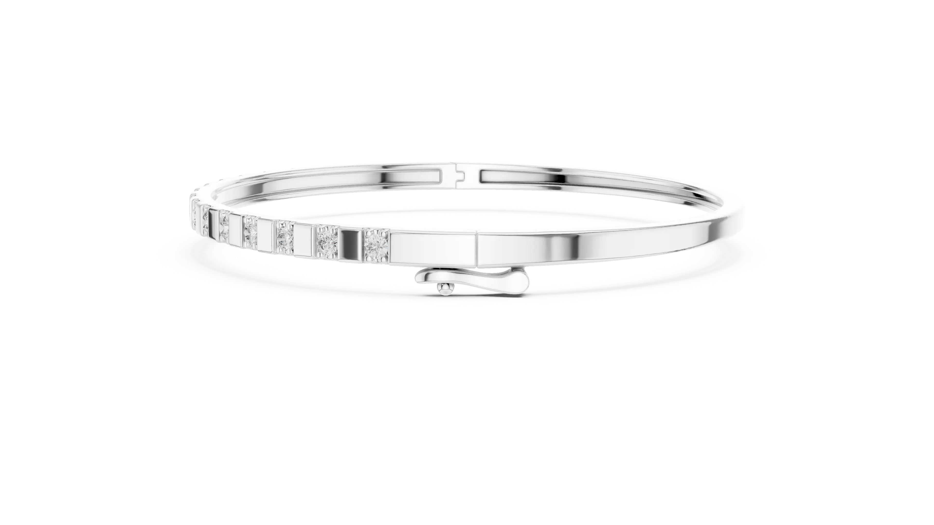 MJBR25 - Bar Spaced Round Gemstone Hinged Bangle