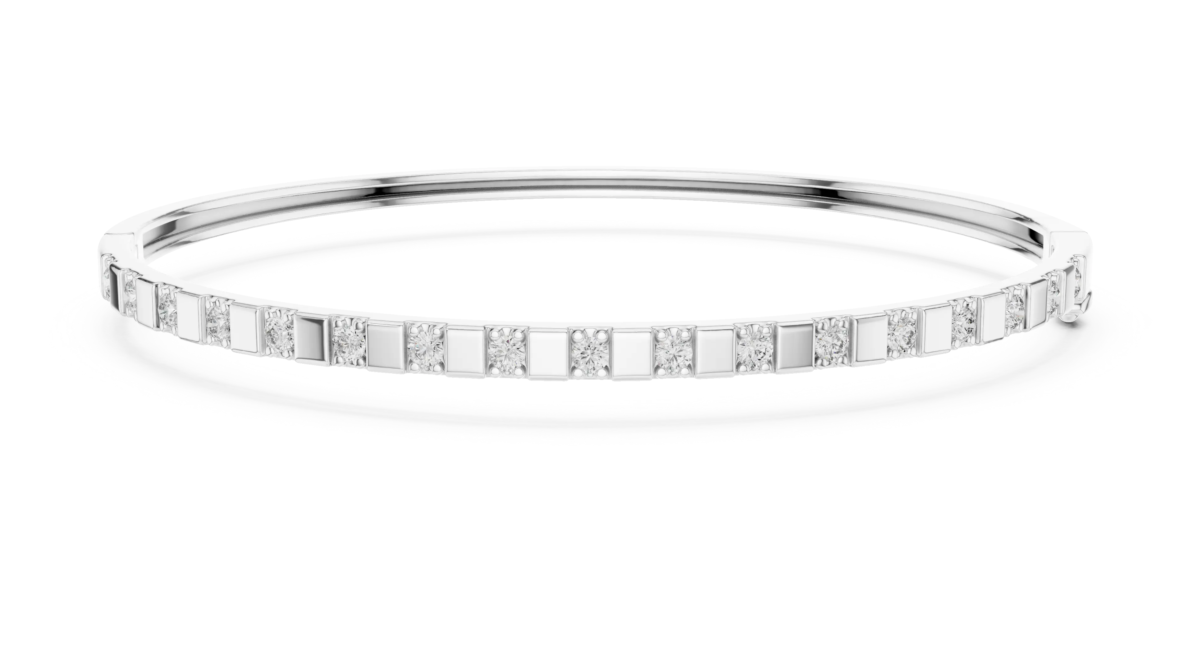 MJBR25 - Bar Spaced Round Gemstone Hinged Bangle