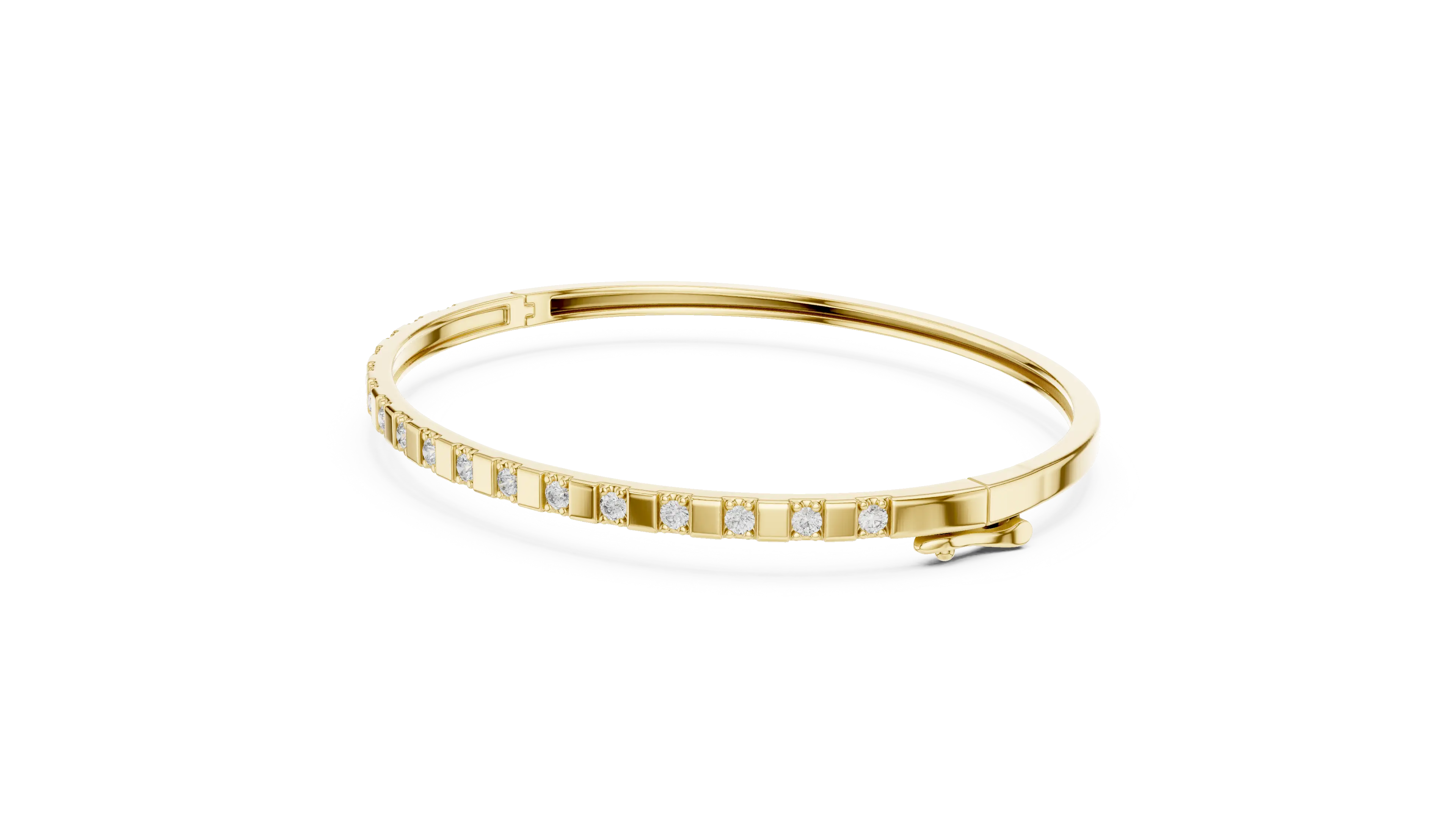 MJBR25 - Bar Spaced Round Gemstone Hinged Bangle