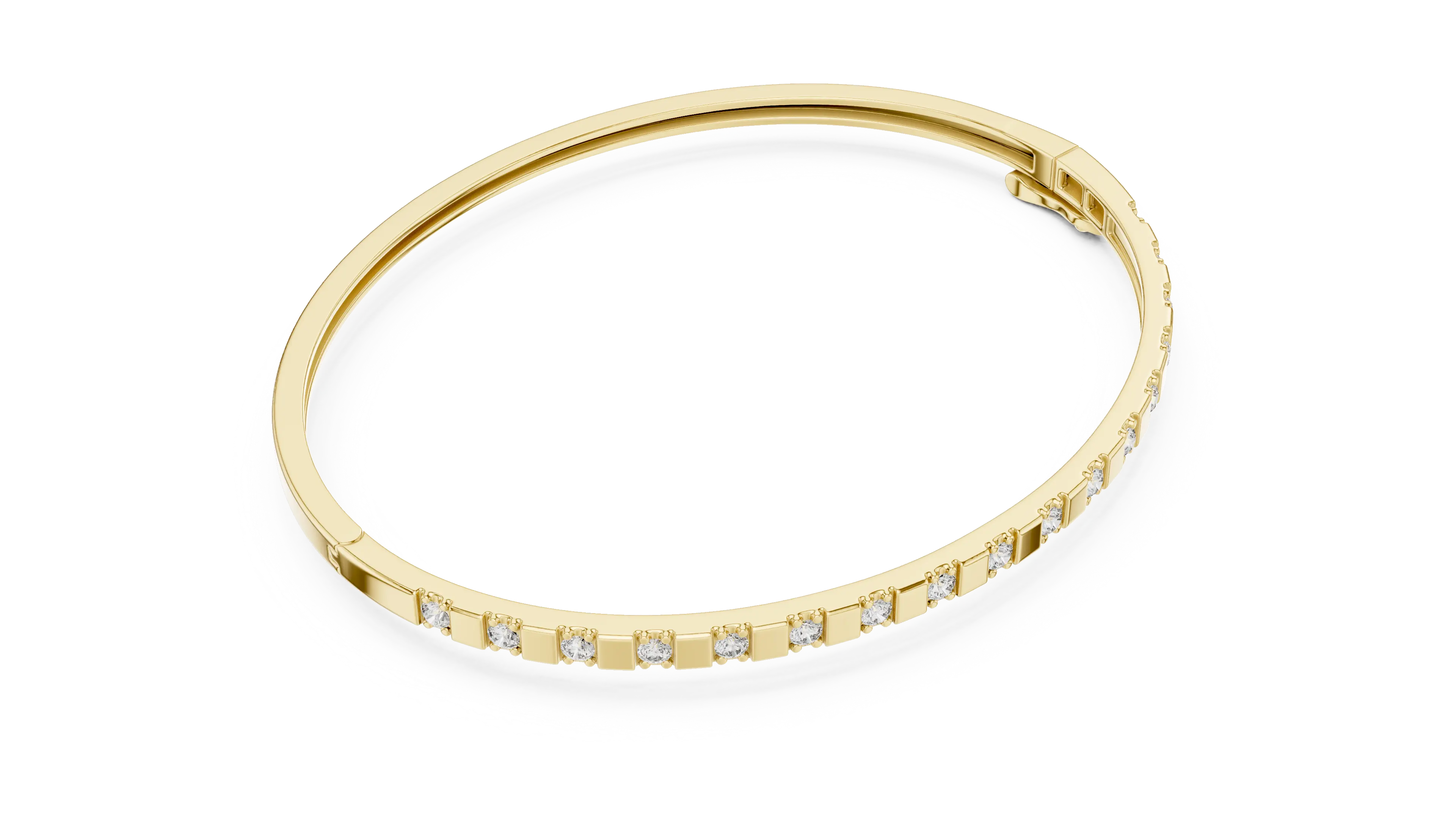 MJBR25 - Bar Spaced Round Gemstone Hinged Bangle