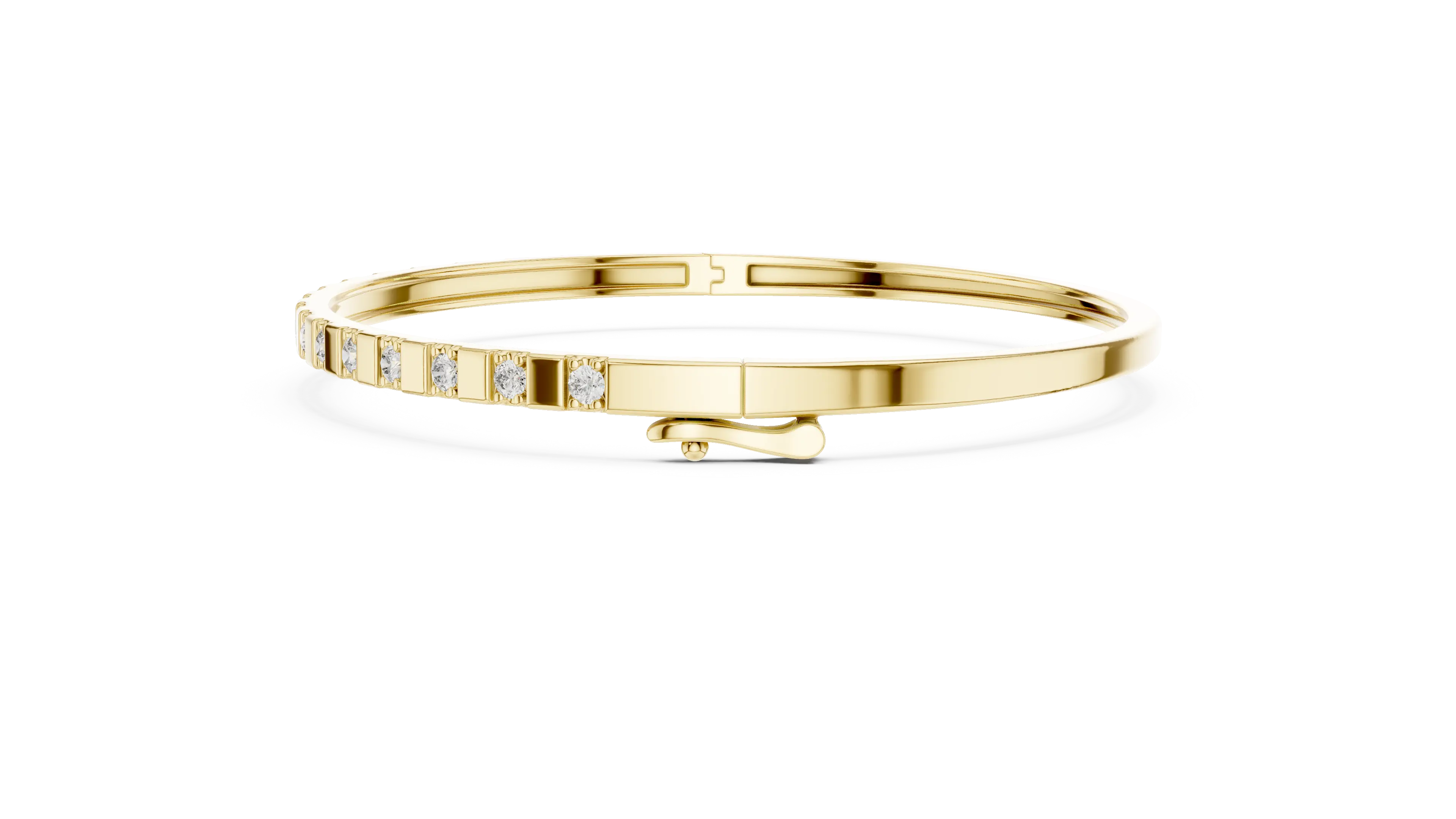 MJBR25 - Bar Spaced Round Gemstone Hinged Bangle