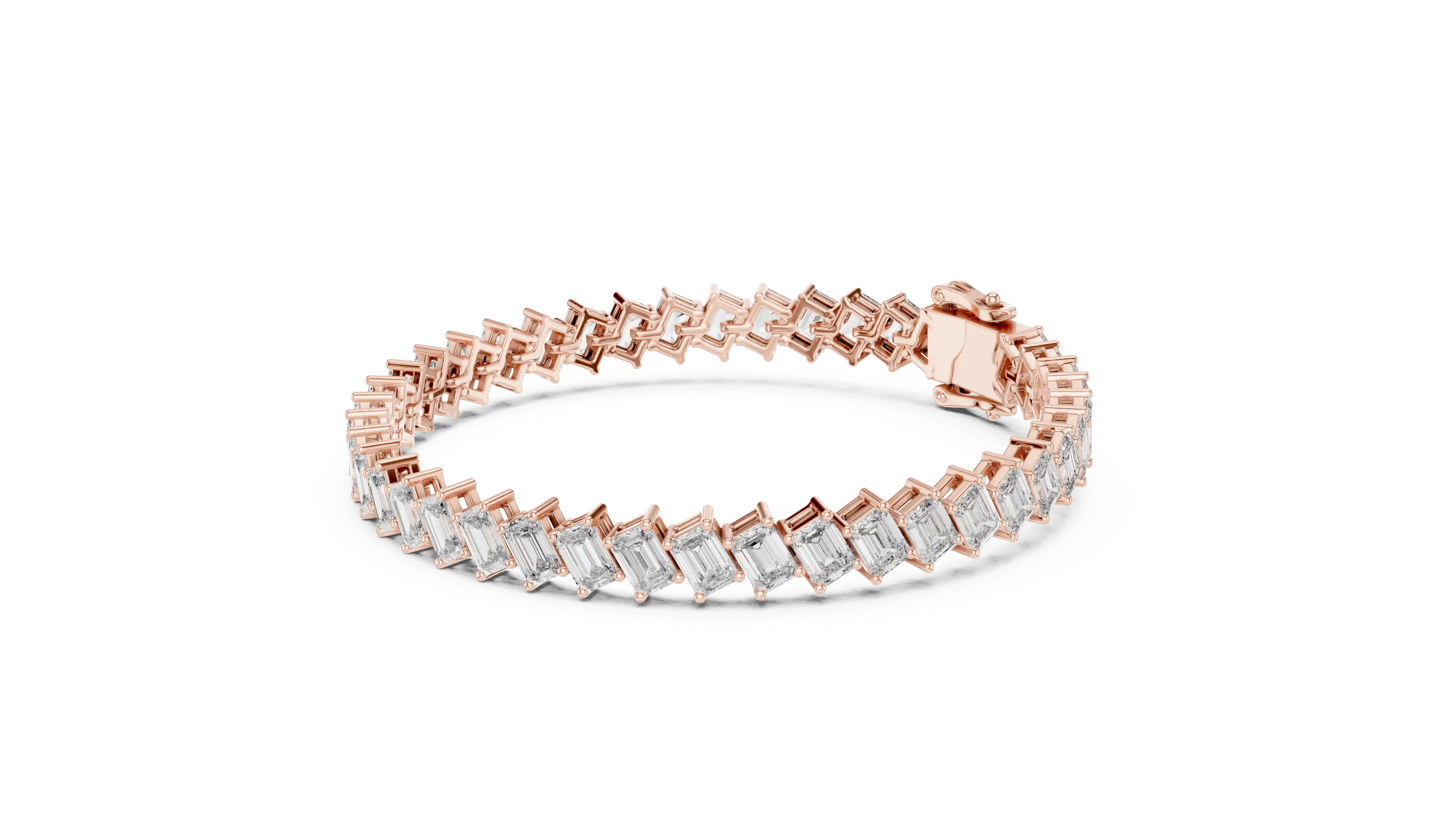 MJBR26 - Slanted Emerald Diamond Linked Wristband
