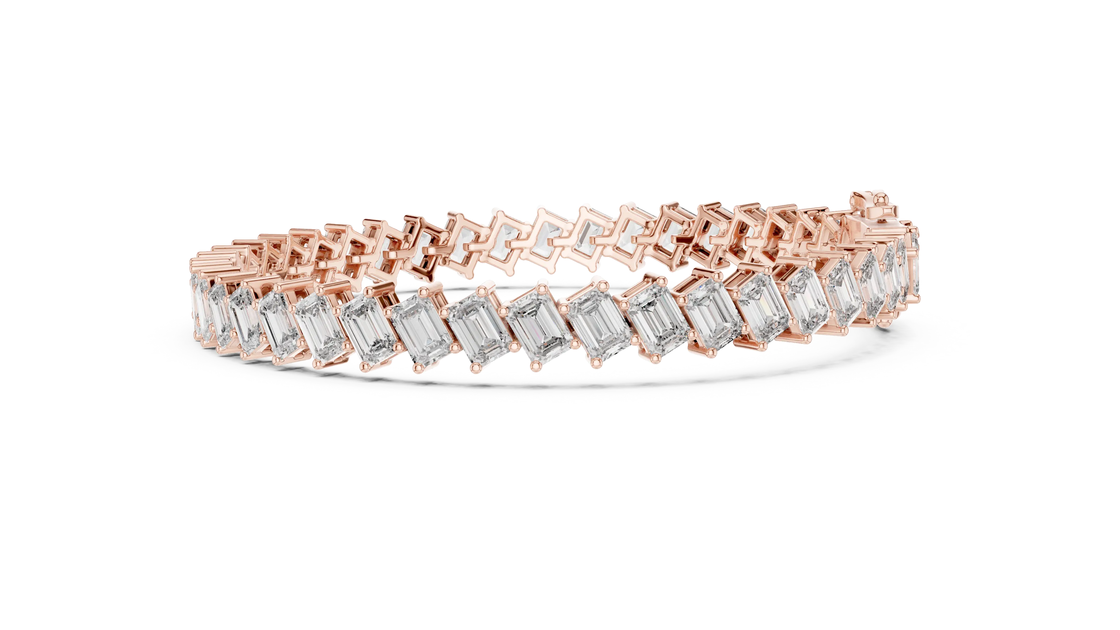 MJBR26 - Slanted Emerald Diamond Linked Wristband