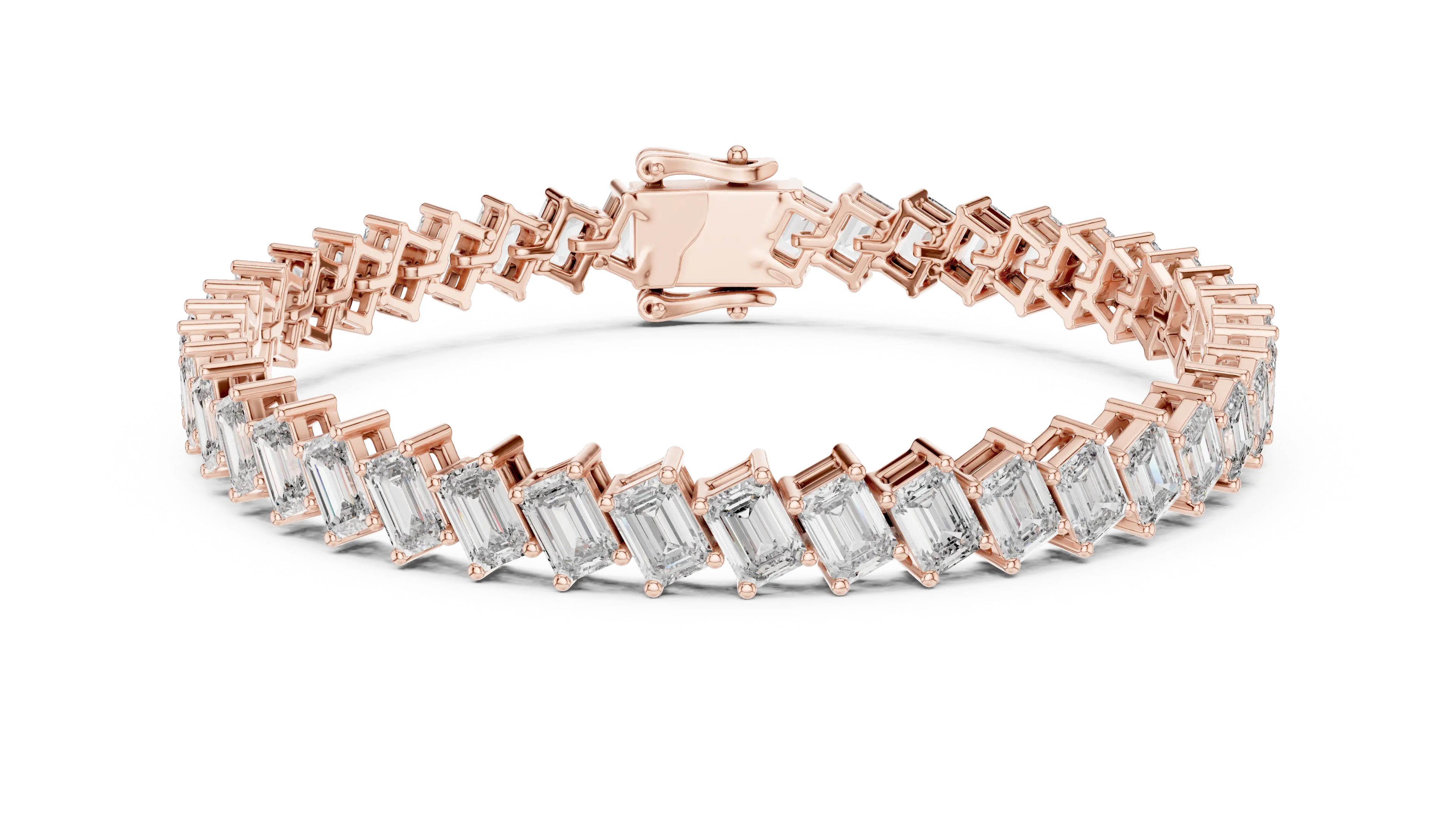 MJBR26 - Slanted Emerald Diamond Linked Wristband