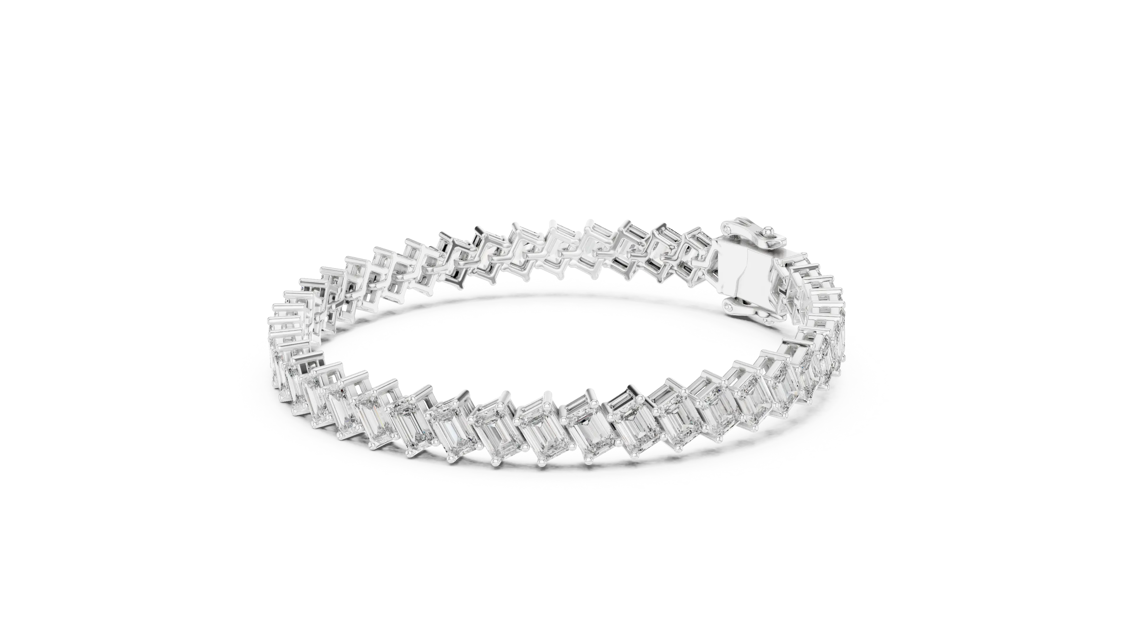 MJBR26 - Slanted Emerald Diamond Linked Wristband