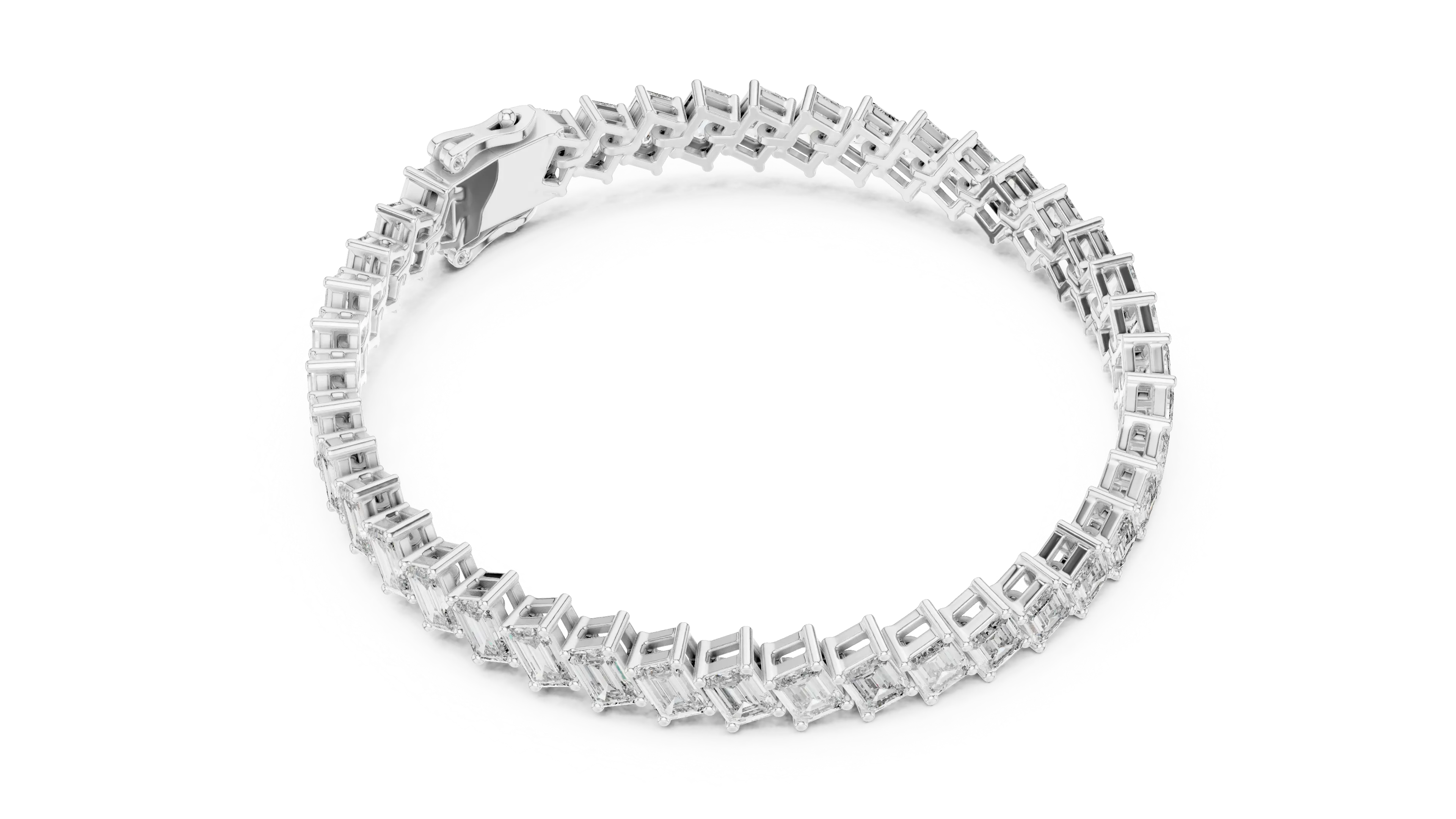MJBR26 - Slanted Emerald Diamond Linked Wristband