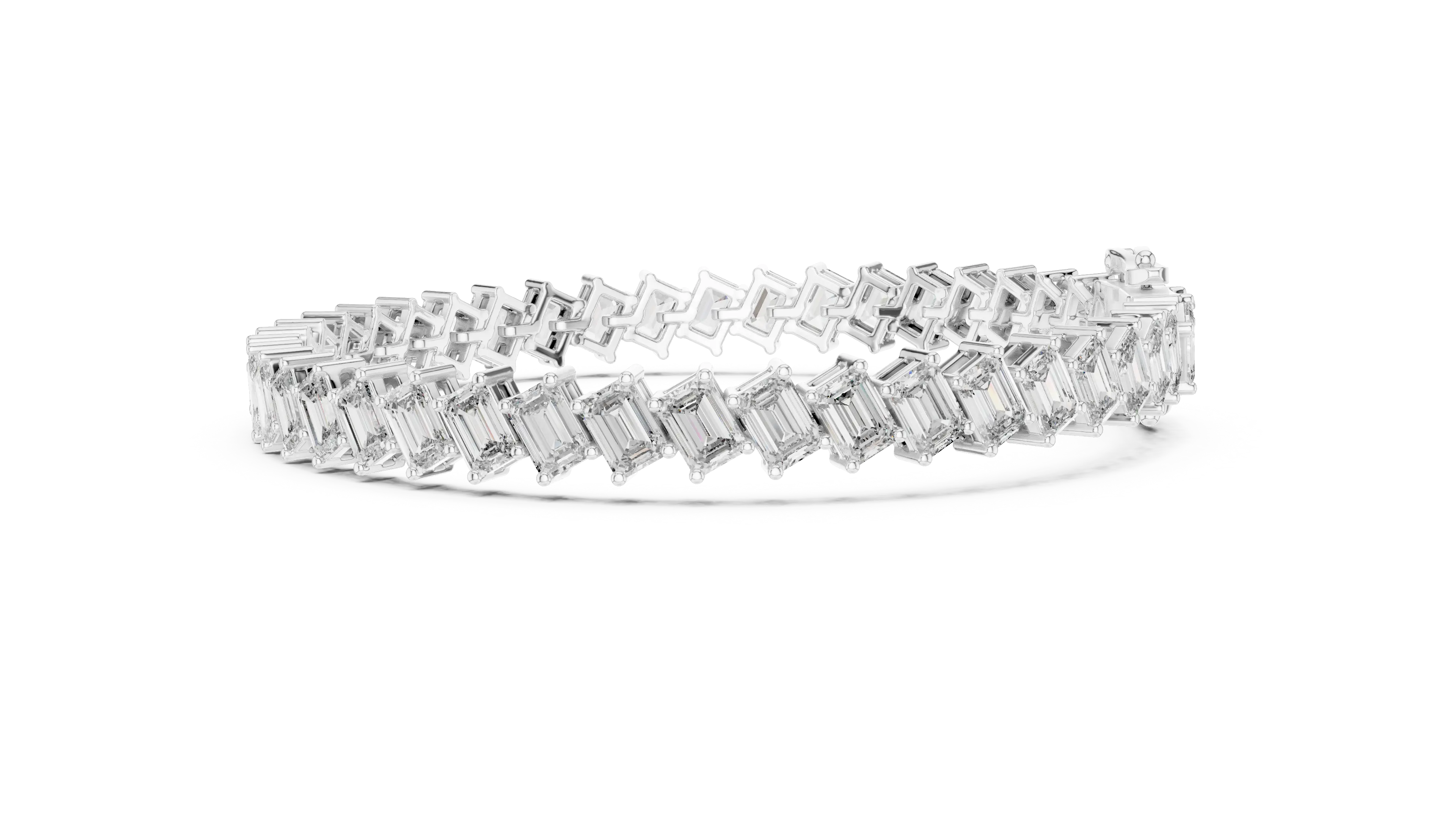 MJBR26 - Slanted Emerald Diamond Linked Wristband