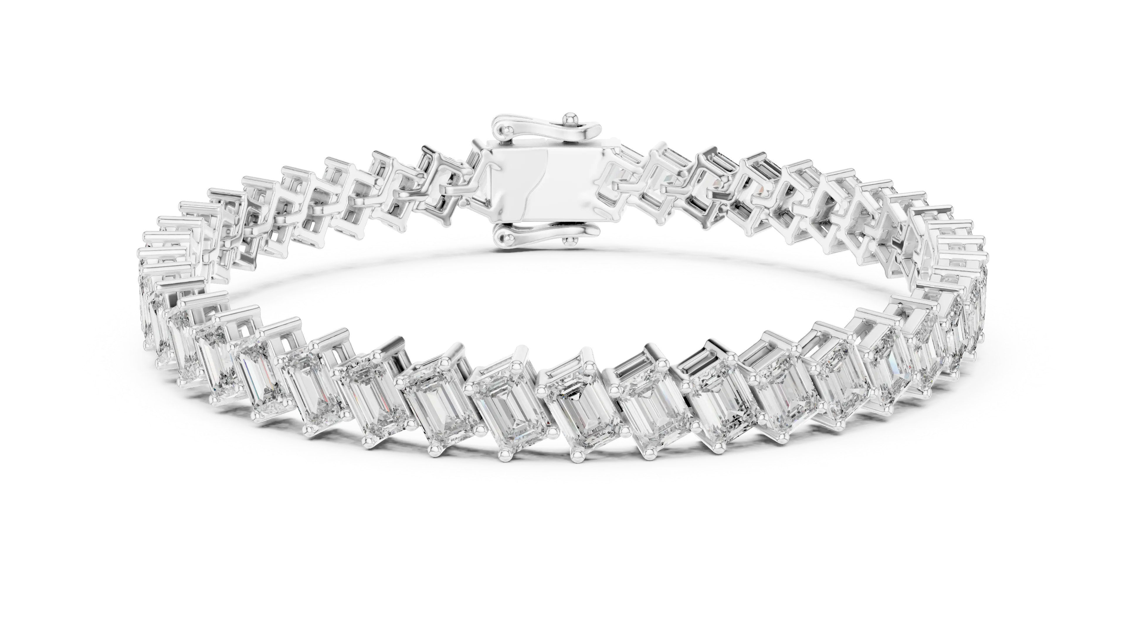 MJBR26 - Slanted Emerald Diamond Linked Wristband