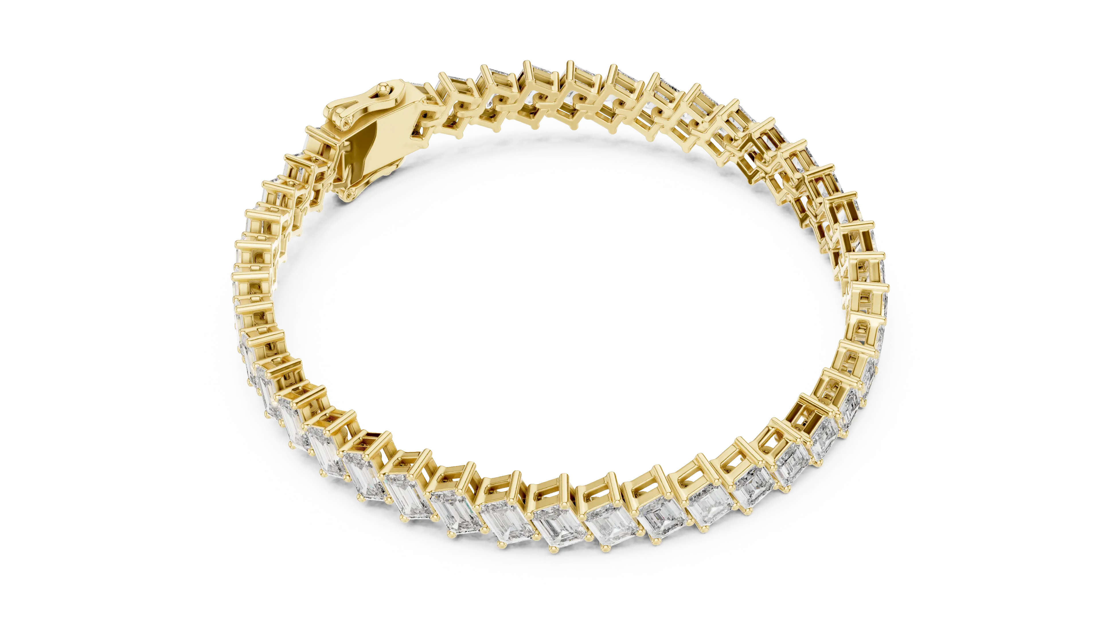 MJBR26 - Slanted Emerald Diamond Linked Wristband
