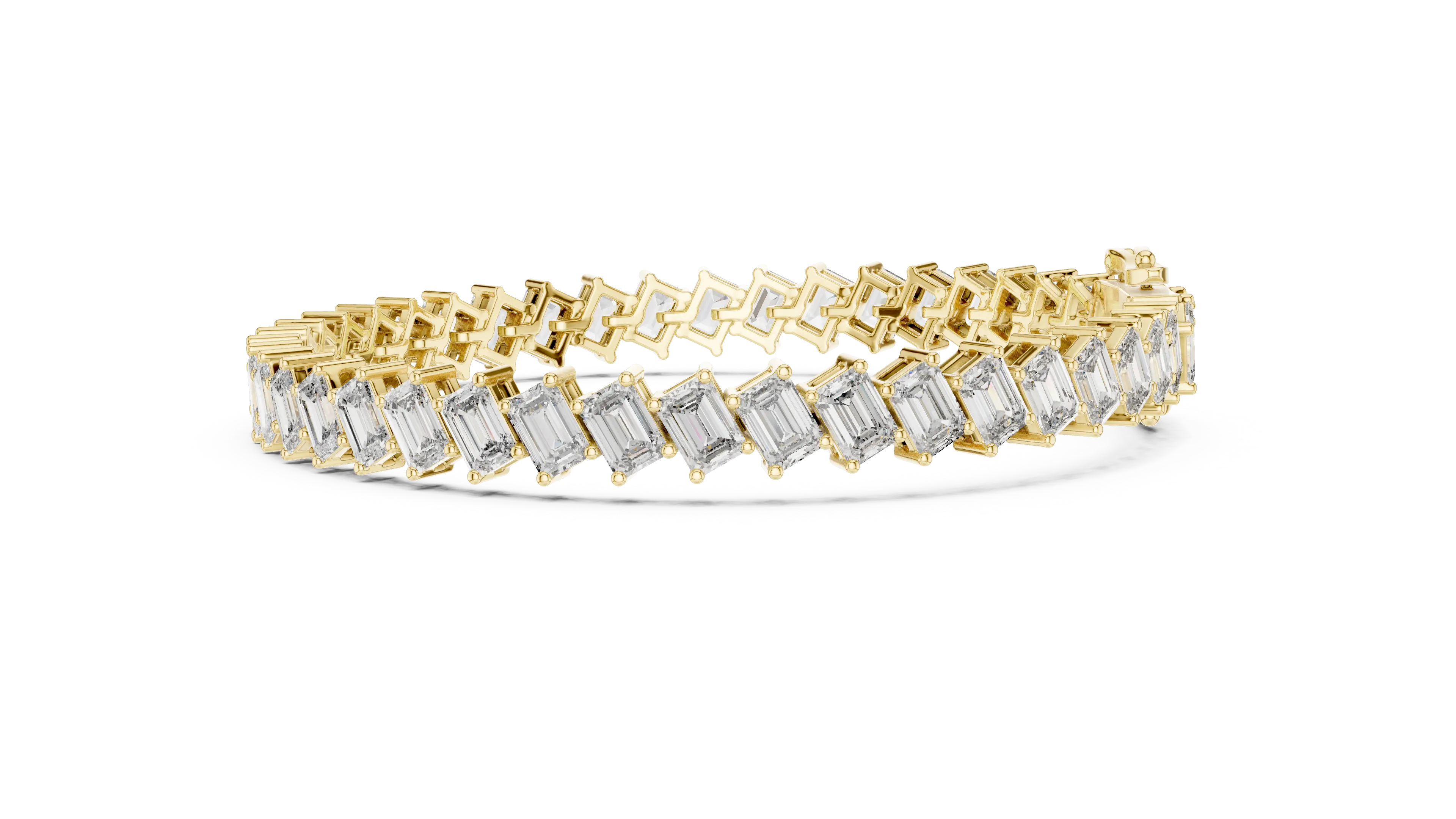 MJBR26 - Slanted Emerald Diamond Linked Wristband