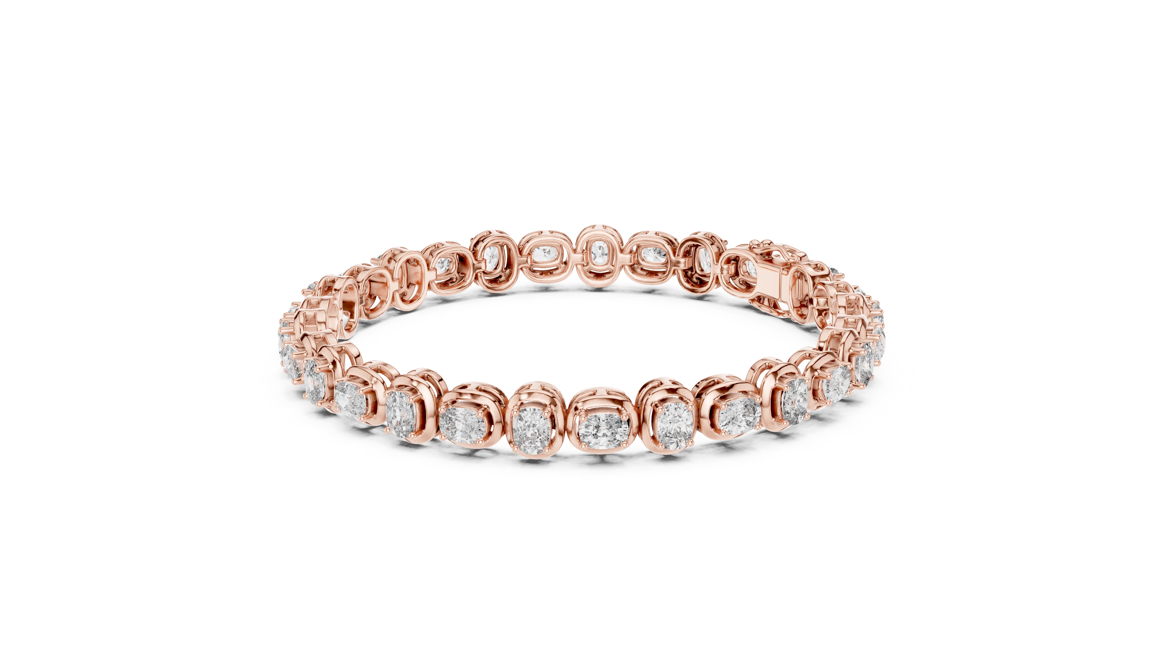 MJBR07 - Oval Gemstone Double Rimmed Tennis Chain