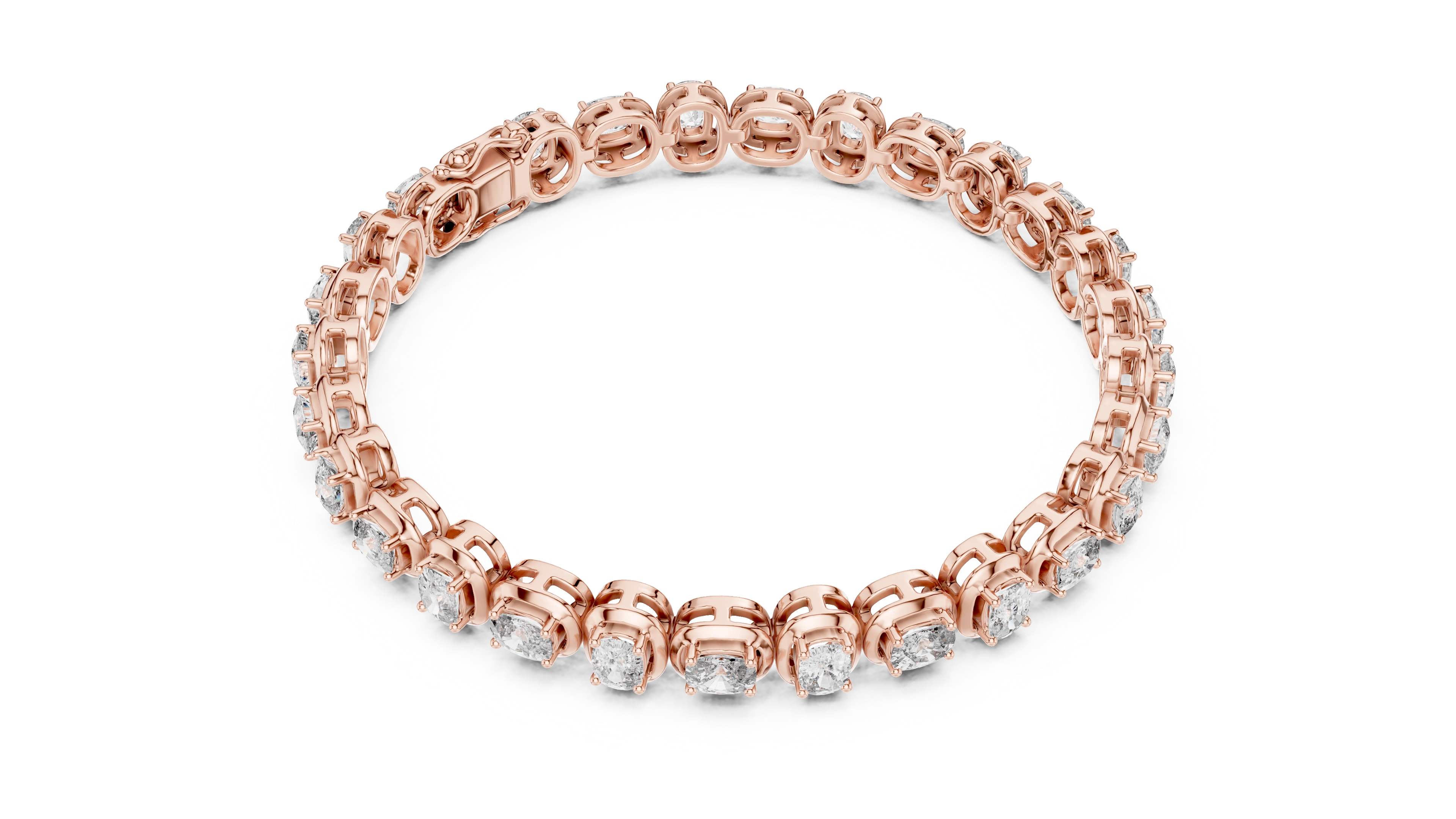 MJBR07 - Oval Gemstone Double Rimmed Tennis Chain