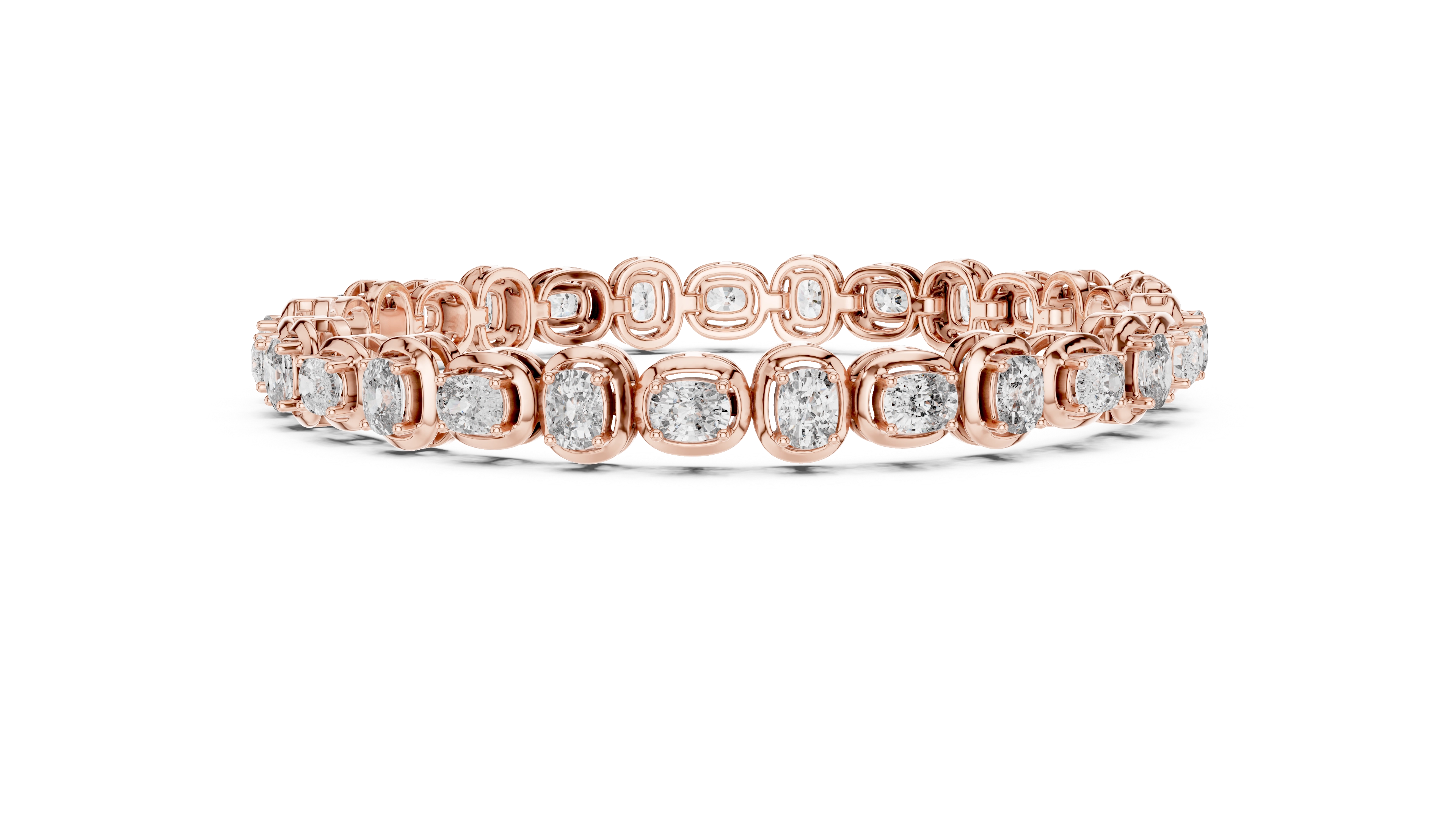 MJBR07 - Oval Gemstone Double Rimmed Tennis Chain