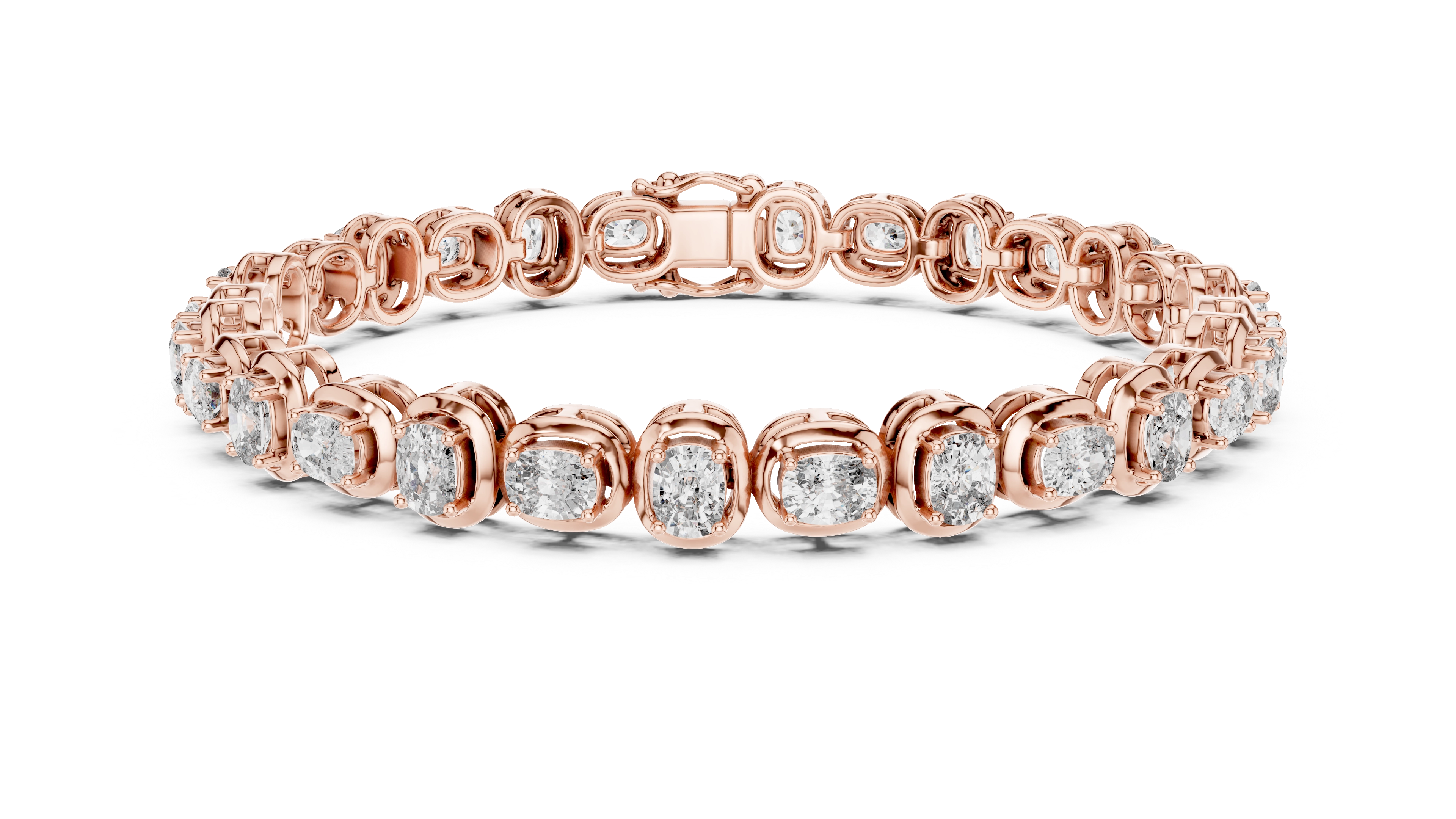 MJBR07 - Oval Gemstone Double Rimmed Tennis Chain