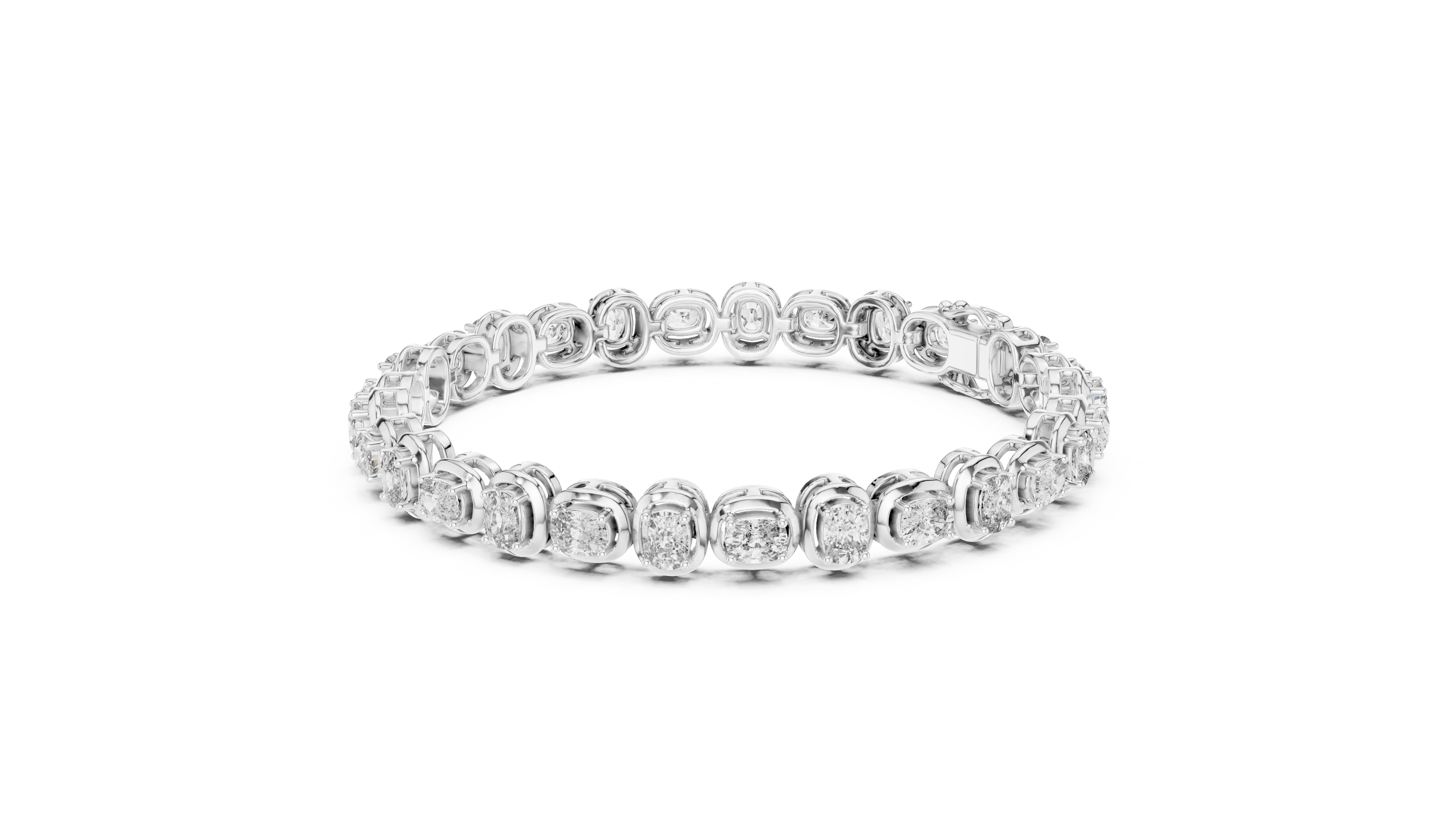 MJBR07 - Oval Gemstone Double Rimmed Tennis Chain