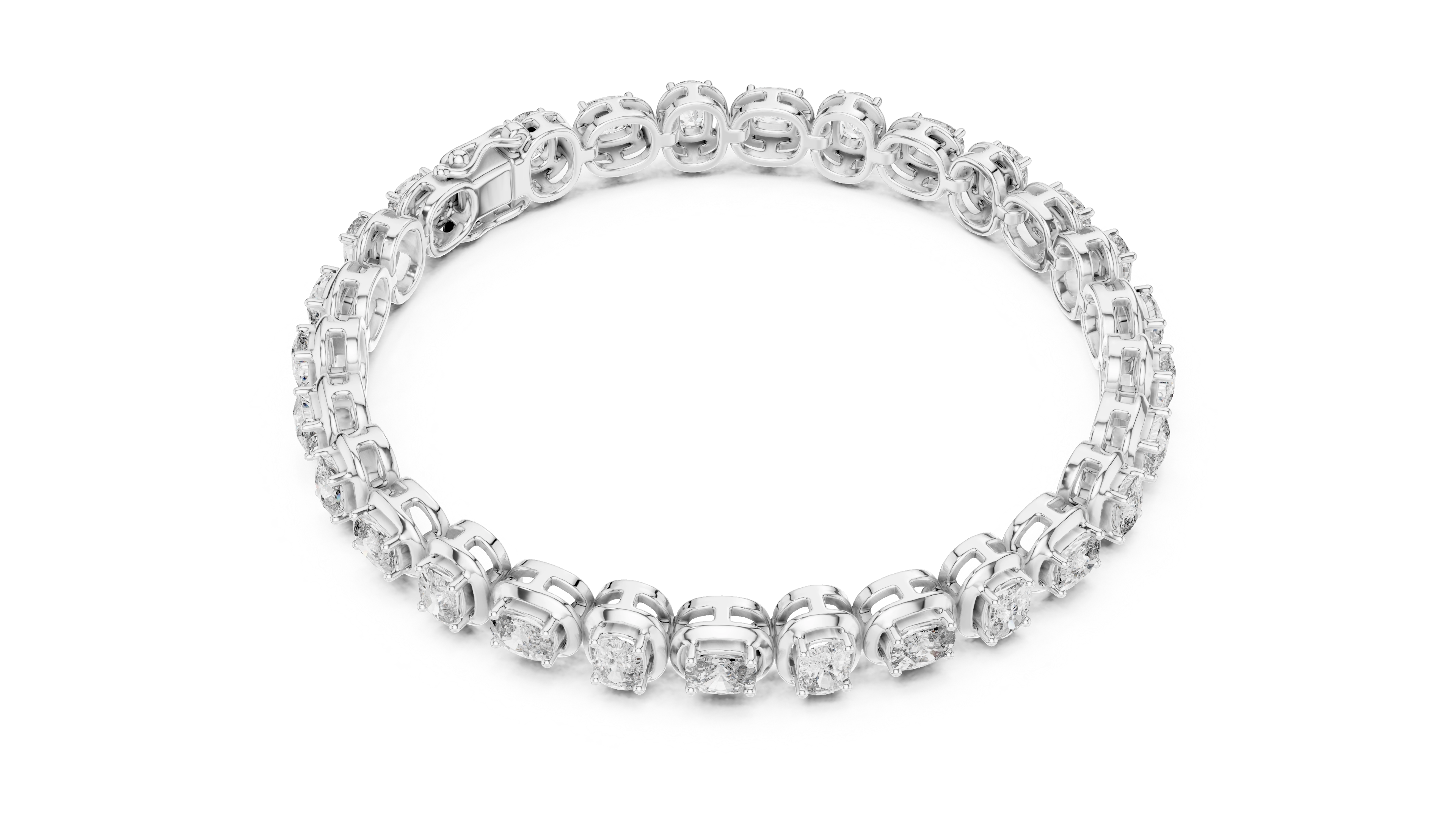 MJBR07 - Oval Gemstone Double Rimmed Tennis Chain