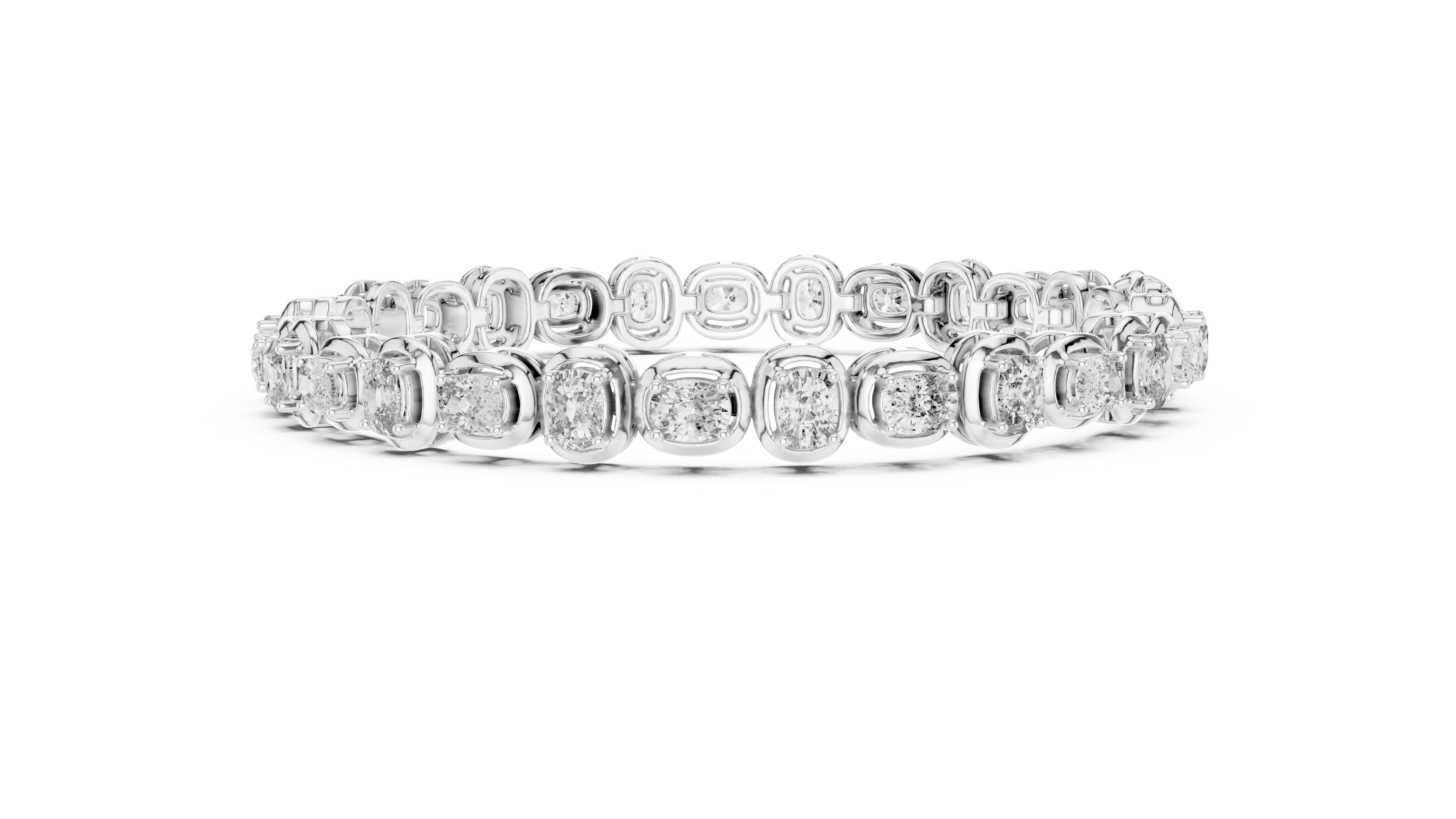 MJBR07 - Oval Gemstone Double Rimmed Tennis Chain