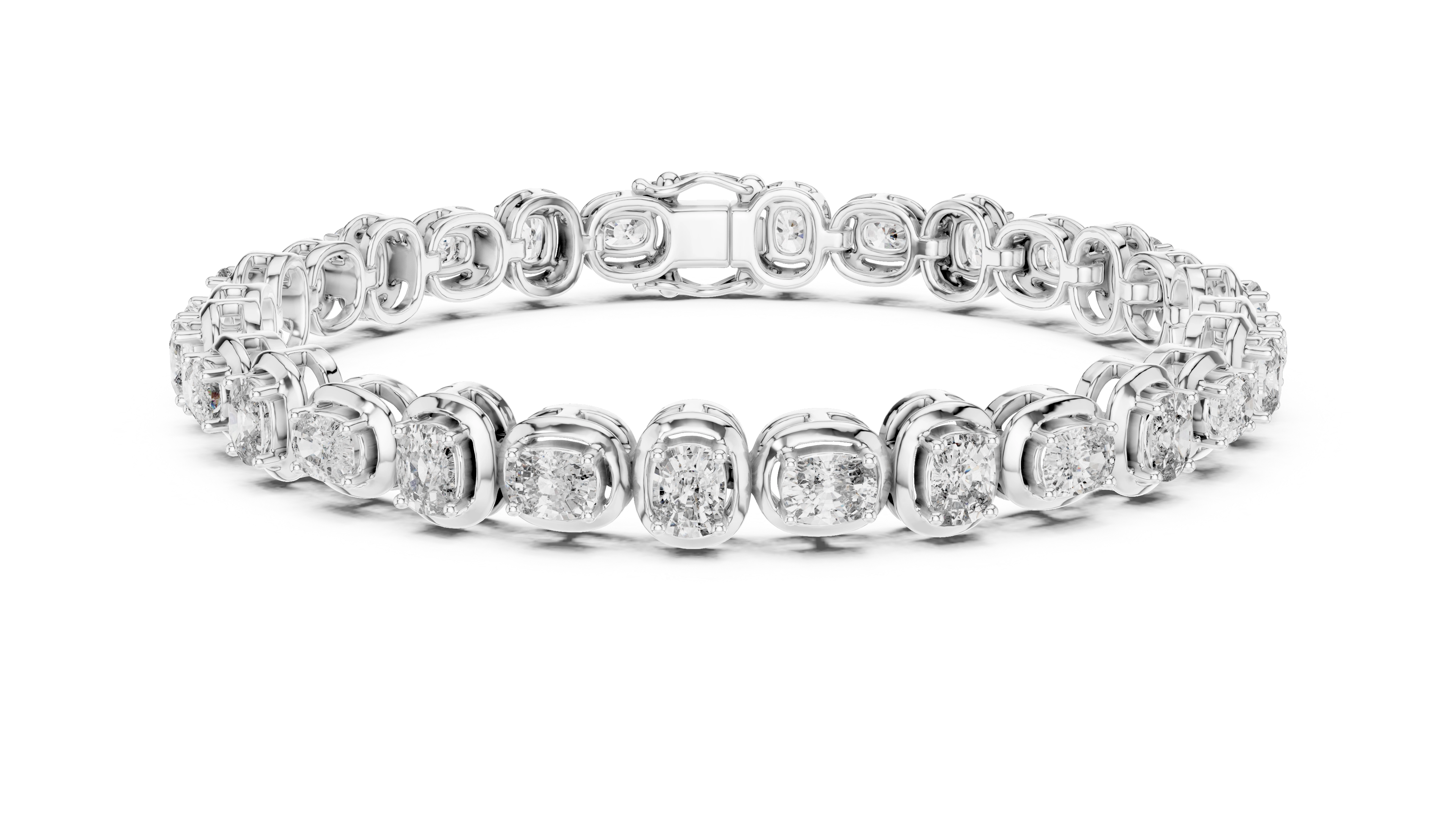 MJBR07 - Oval Gemstone Double Rimmed Tennis Chain