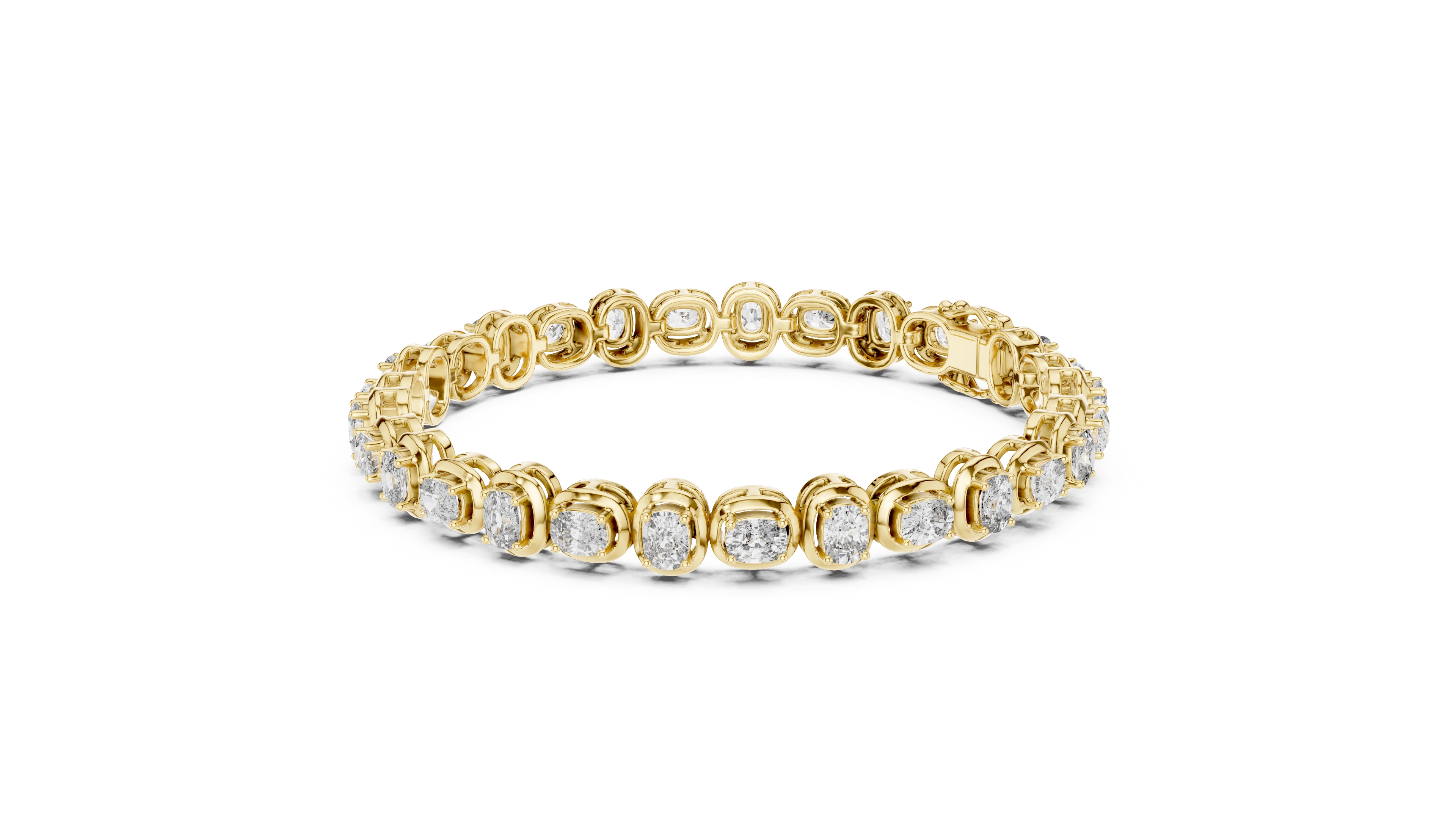 MJBR07 - Oval Gemstone Double Rimmed Tennis Chain